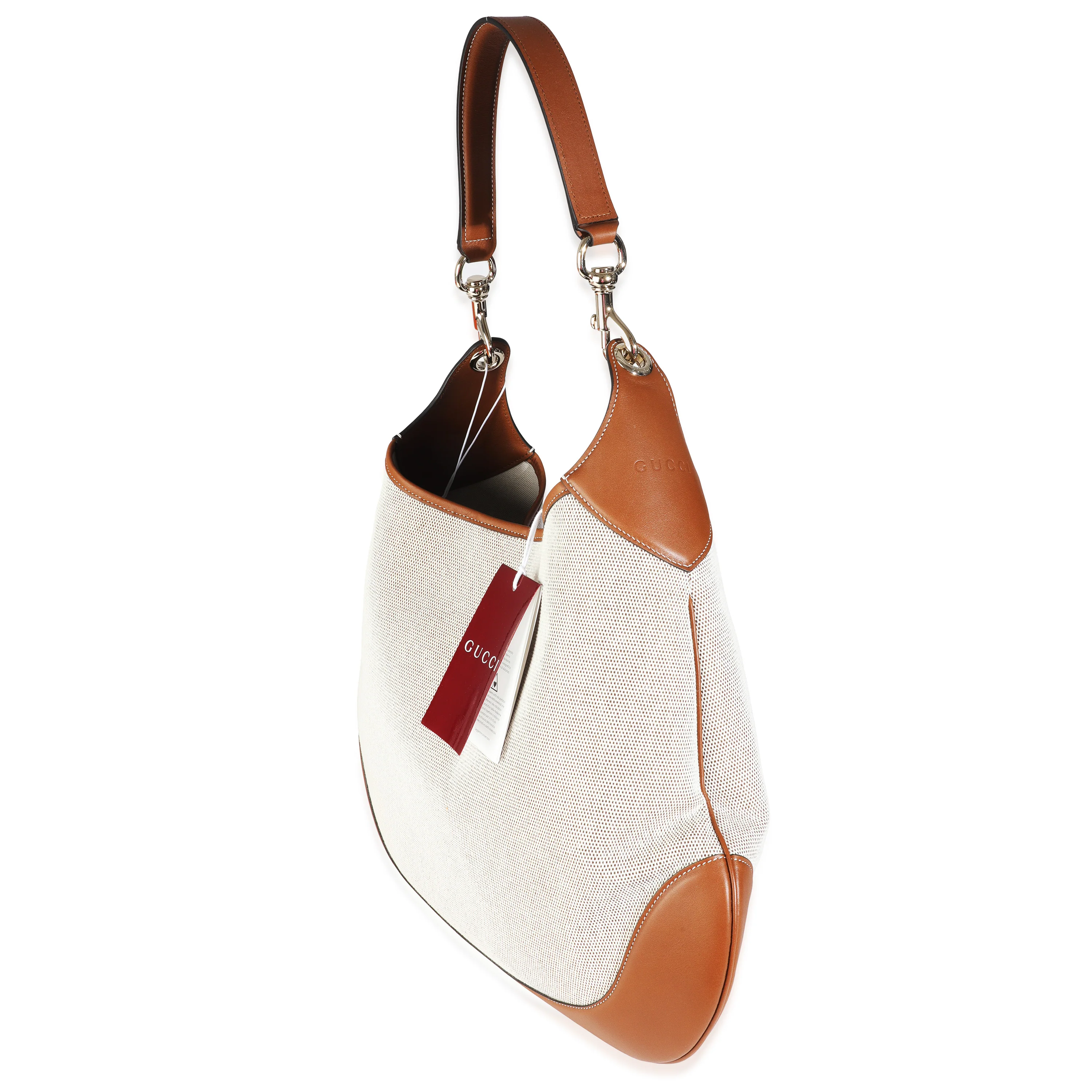 Beige Canvas Medium B Shoulder Bag - Image 3
