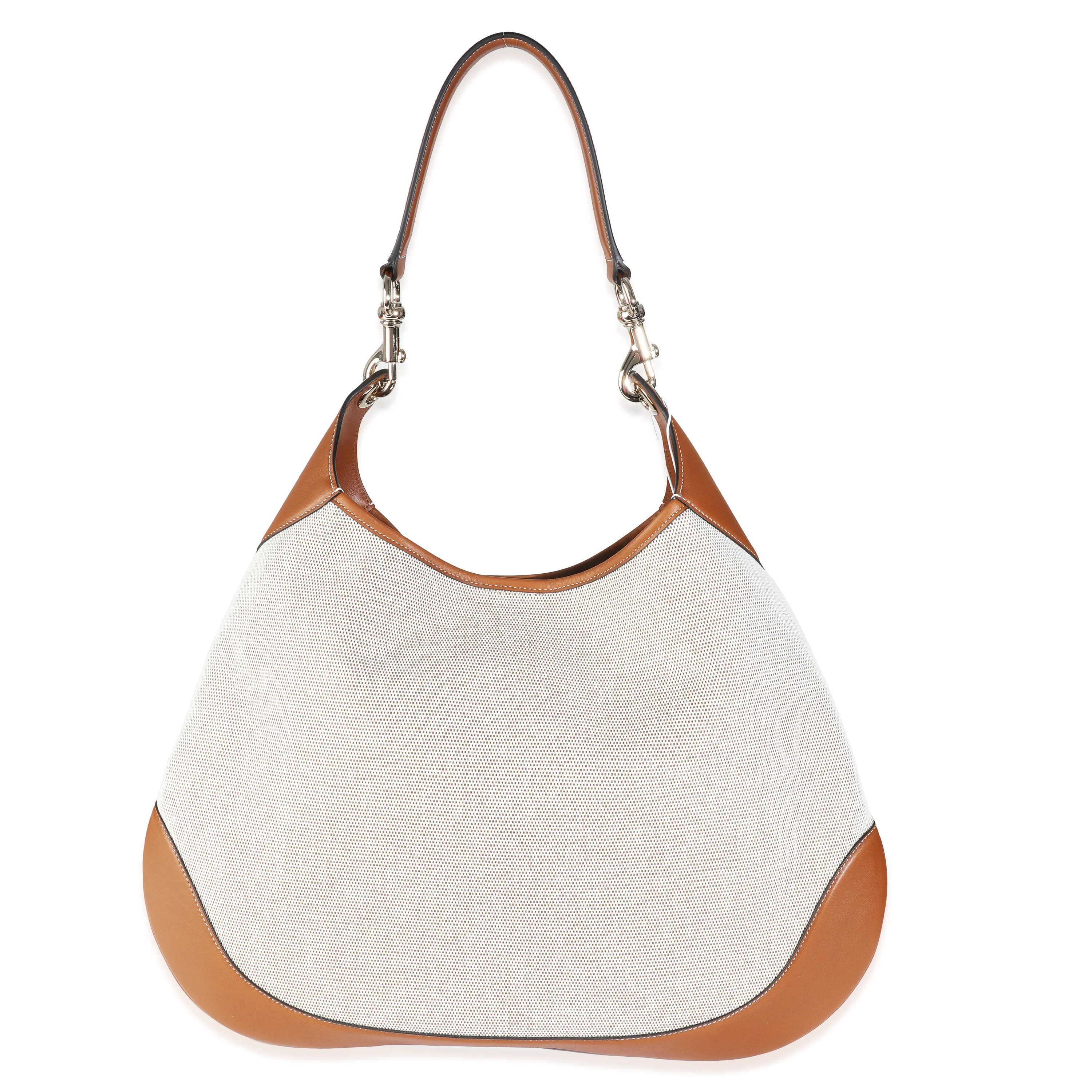 Beige Canvas Medium B Shoulder Bag - Image 5