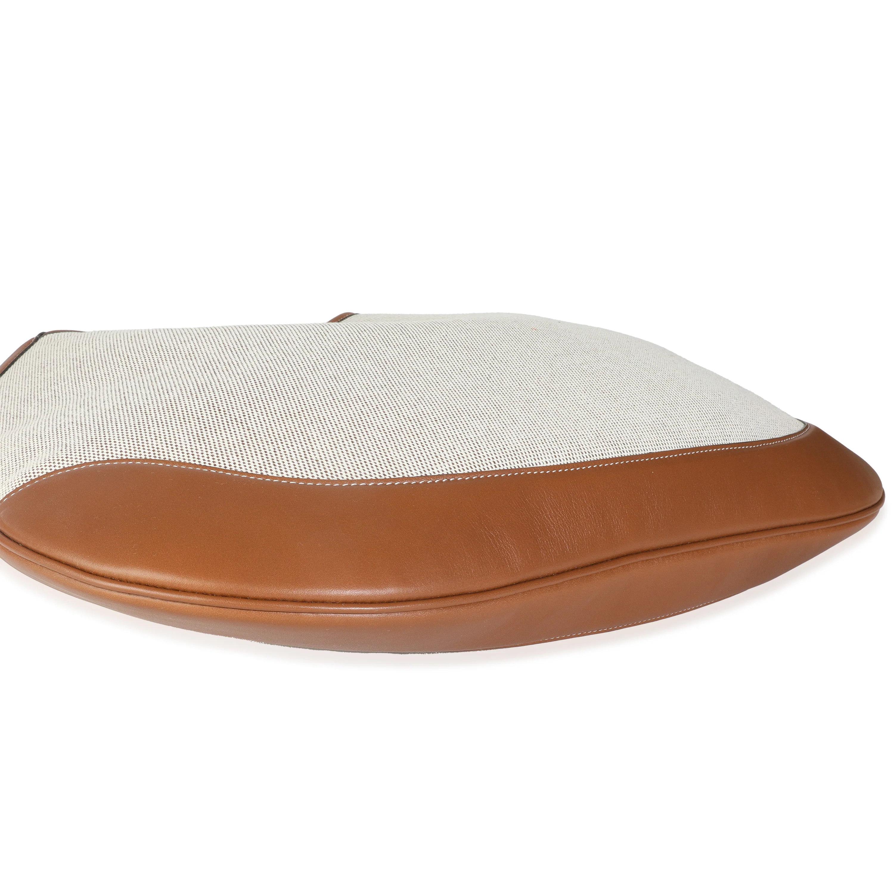 Beige Canvas Medium B Shoulder Bag - Image 8
