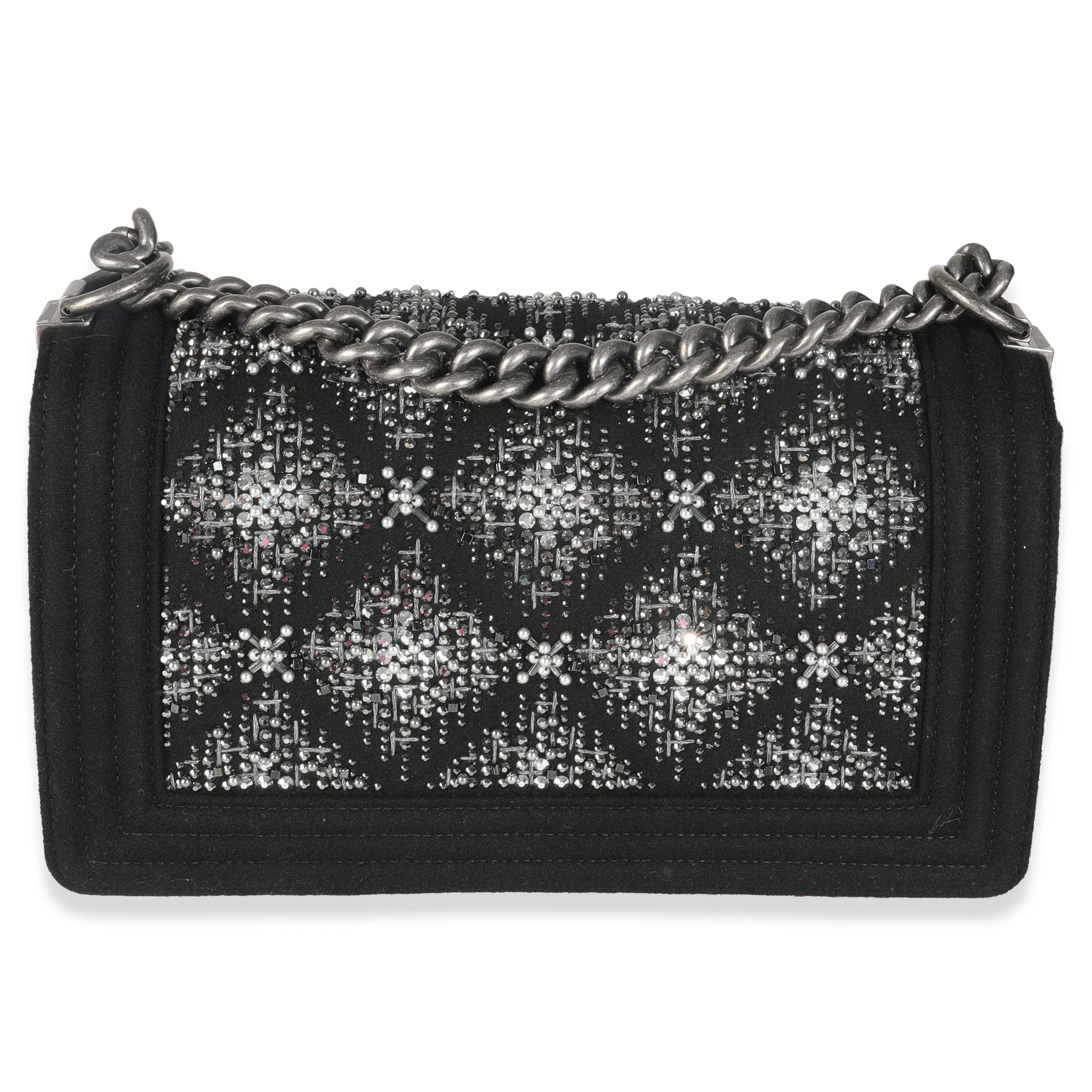 Black Jersey Strass Old Medium Boy Bag - Image 4