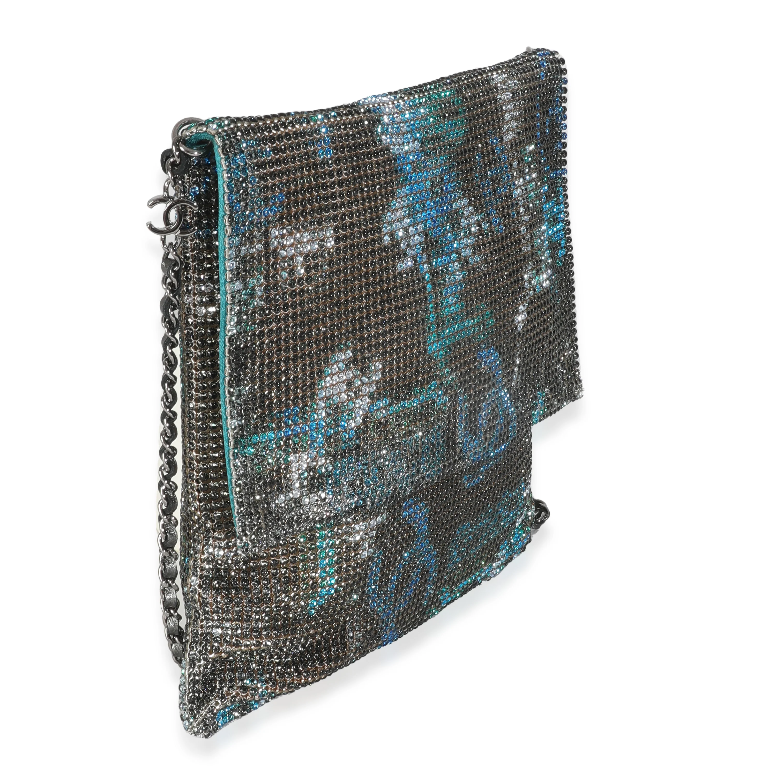 Silver Blue Graffiti CC Chainmail Flap Bag - Image 3