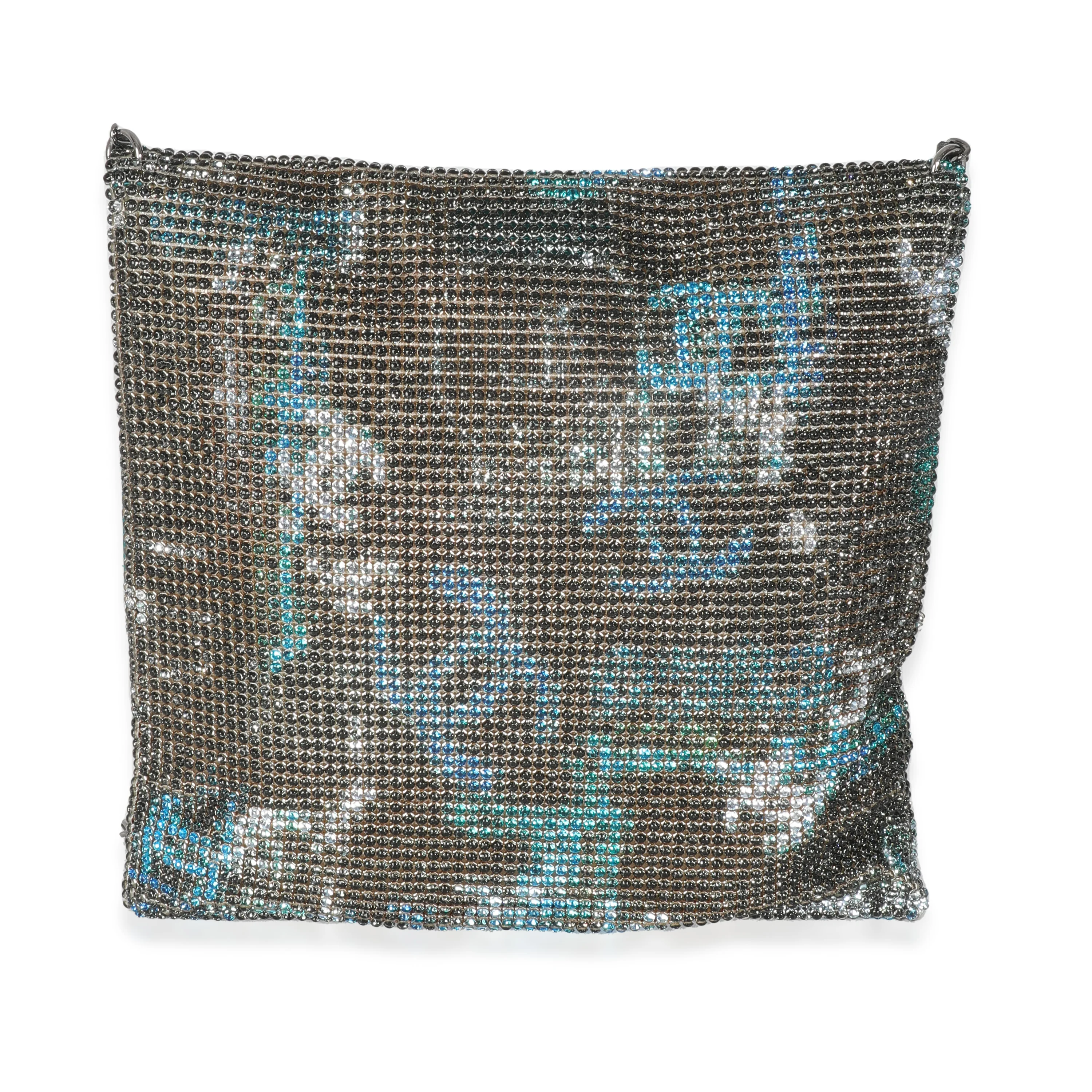 Silver Blue Graffiti CC Chainmail Flap Bag - Image 4