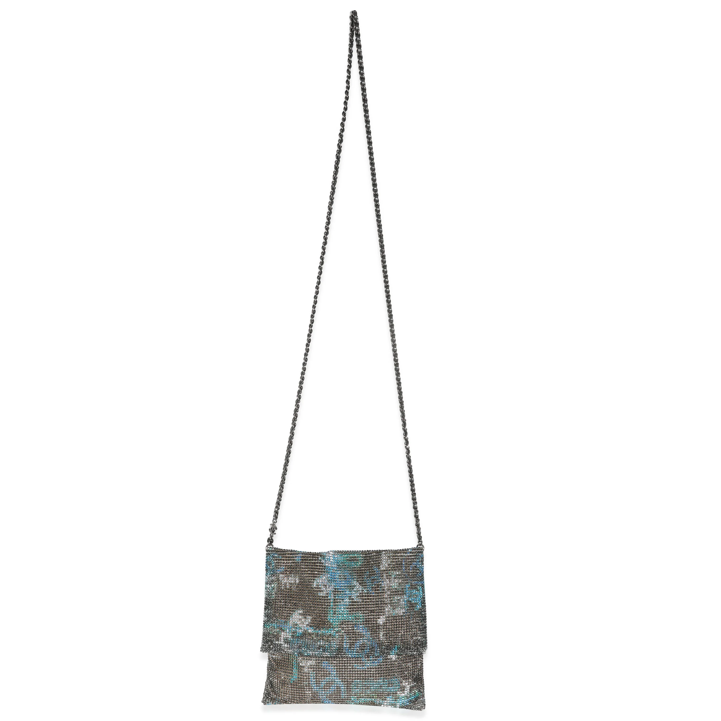 Silver Blue Graffiti CC Chainmail Flap Bag - Image 8