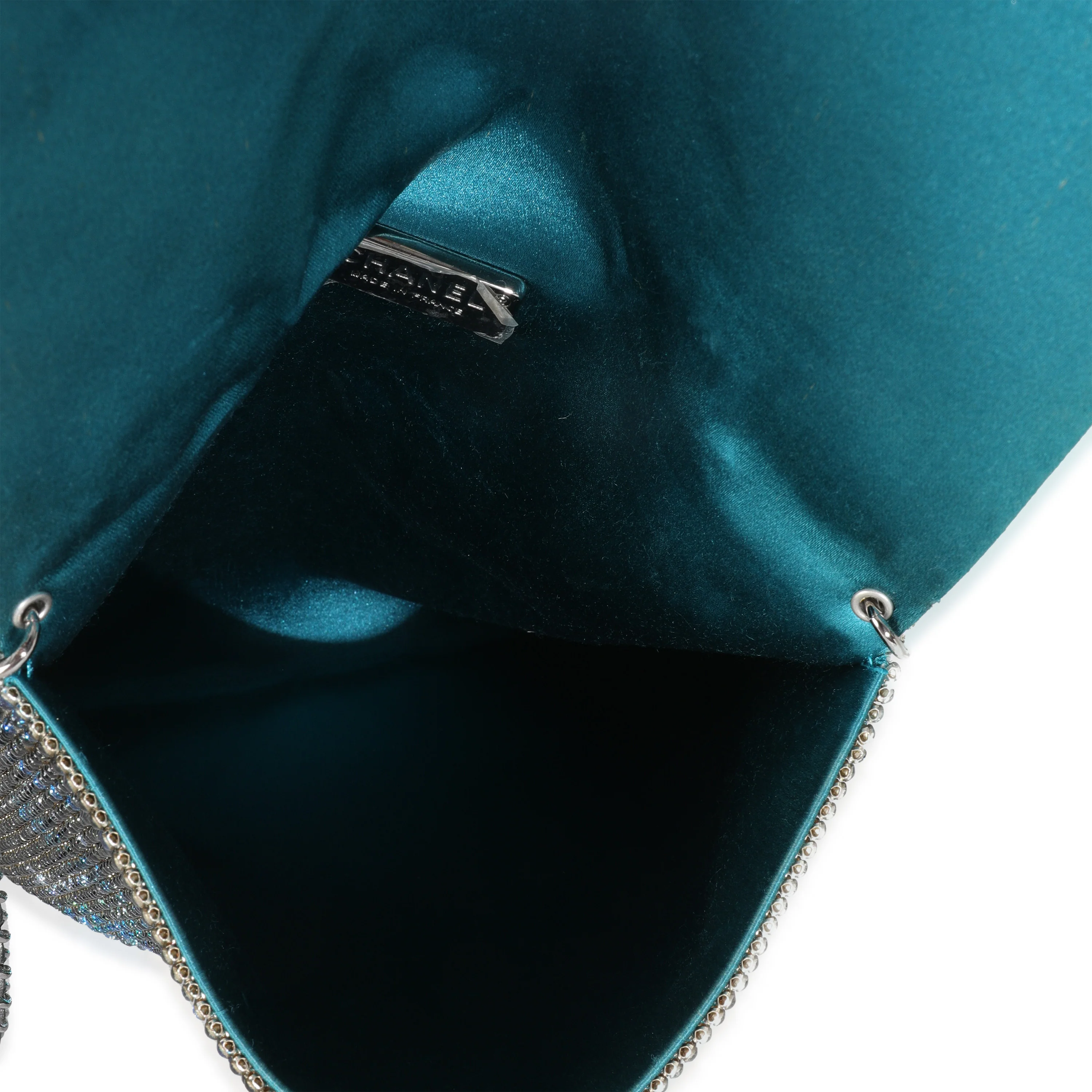 Silver Blue Graffiti CC Chainmail Flap Bag - Image 9