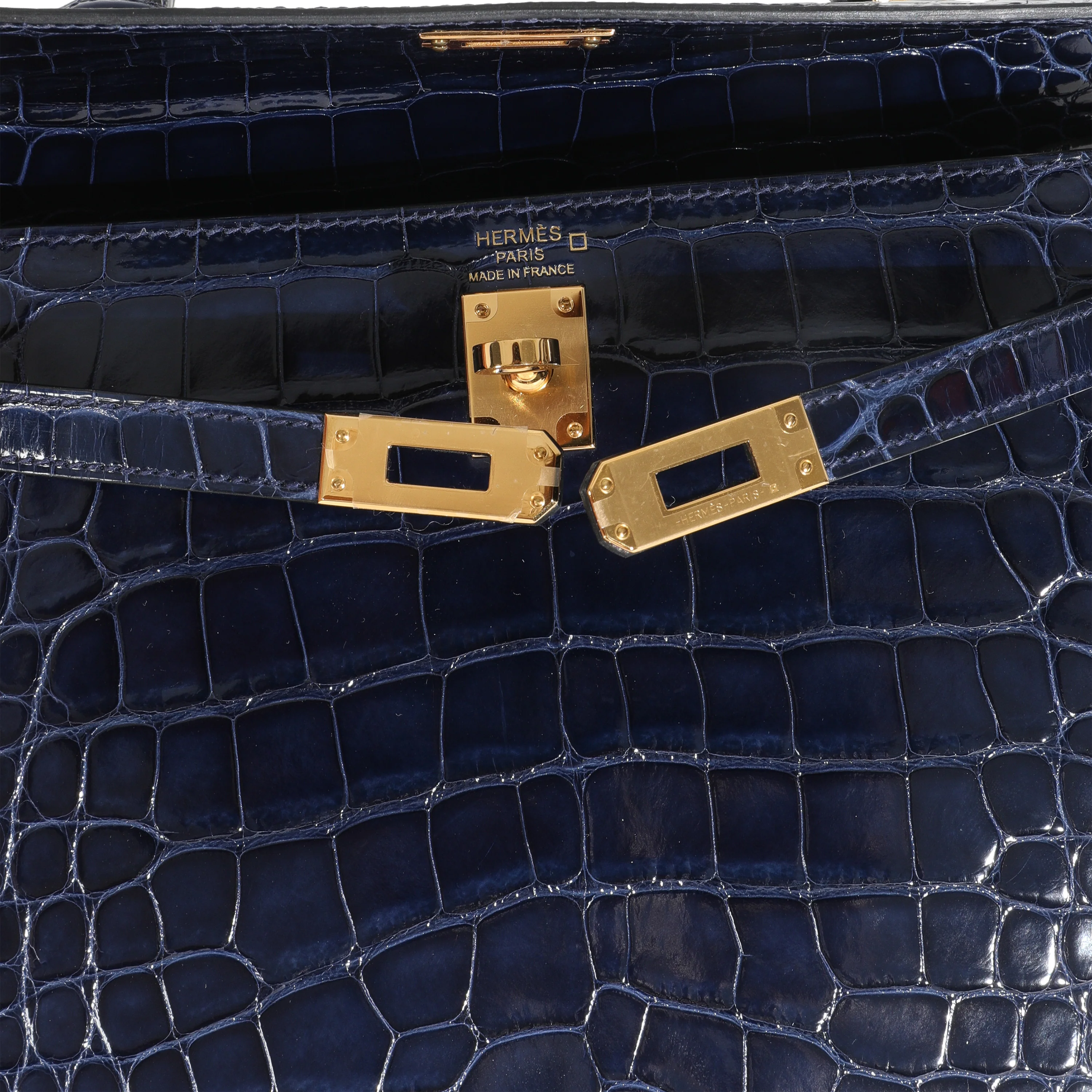 Bleu Saphir Shiny Alligator Sellier Kelly 25 GHW - Image 10