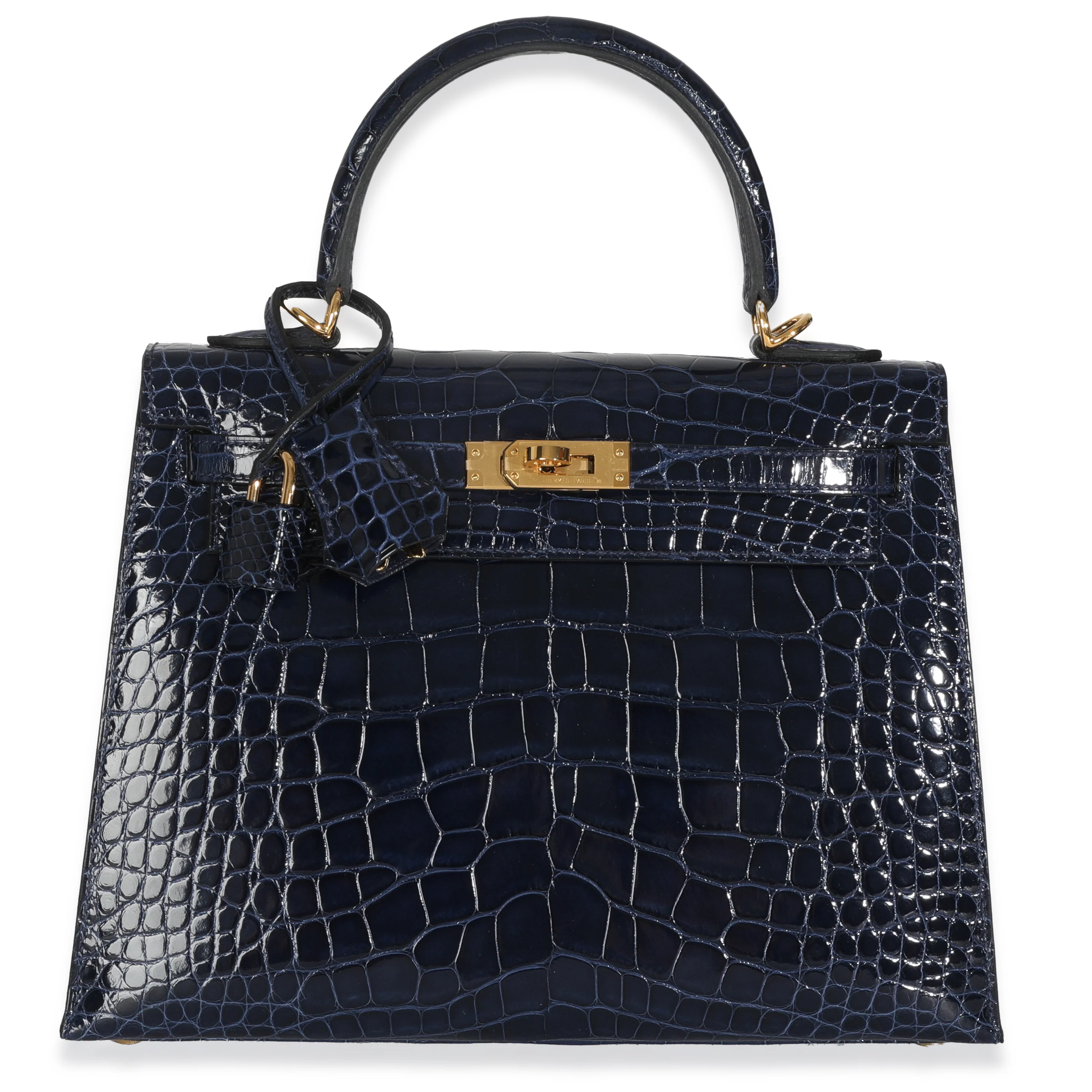 Bleu Saphir Shiny Alligator Sellier Kelly 25 GHW - Image 2