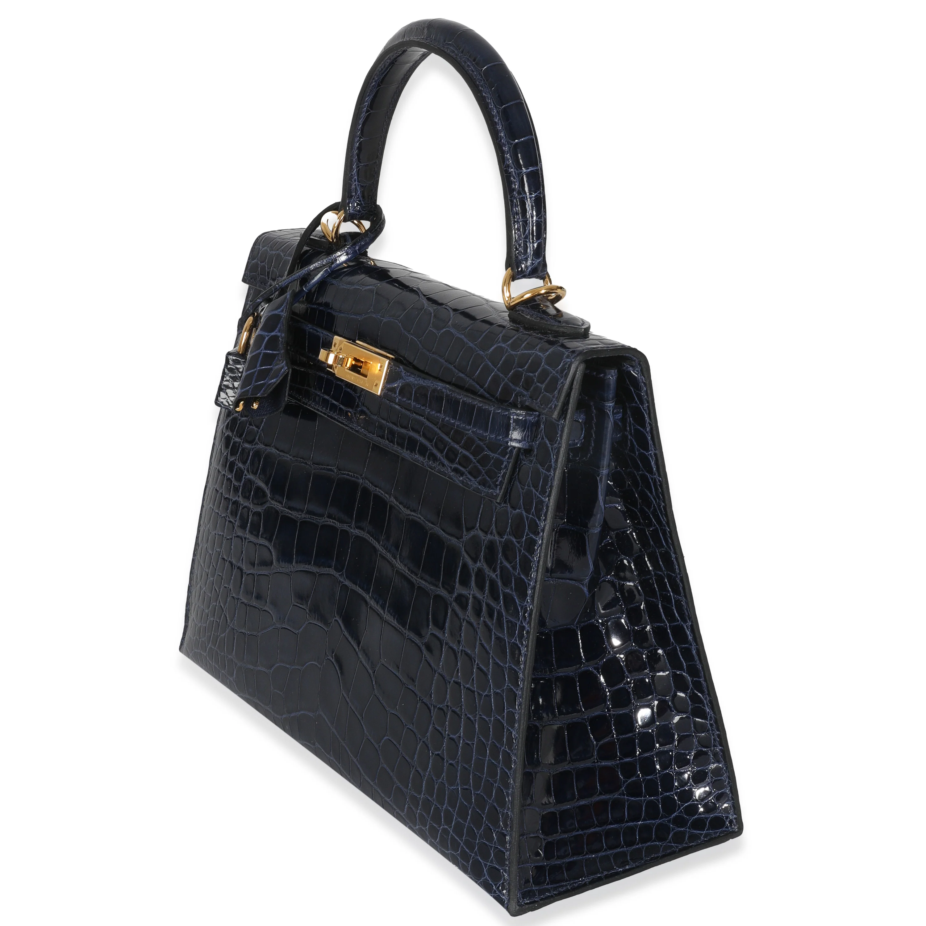 Bleu Saphir Shiny Alligator Sellier Kelly 25 GHW - Image 3
