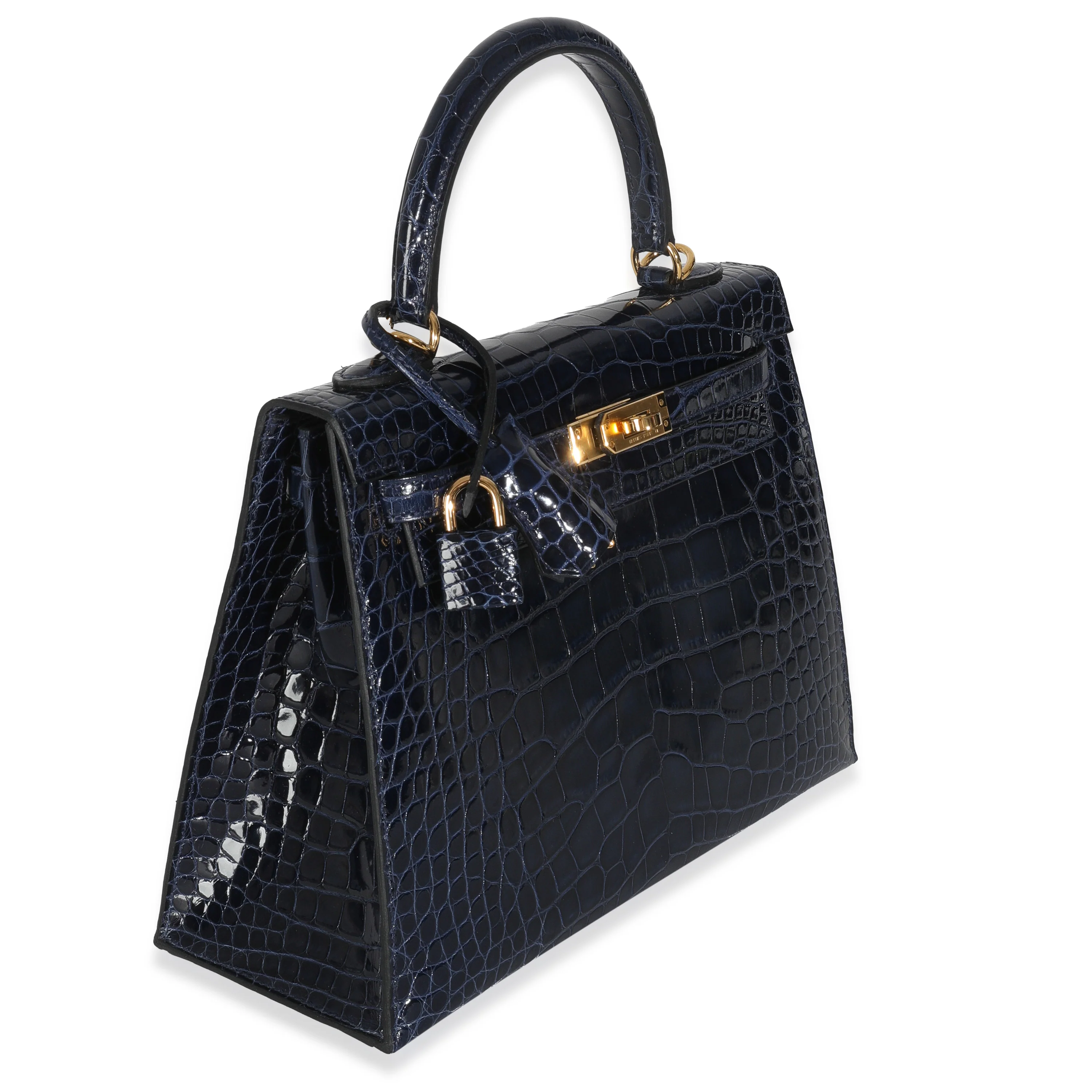 Bleu Saphir Shiny Alligator Sellier Kelly 25 GHW - Image 4