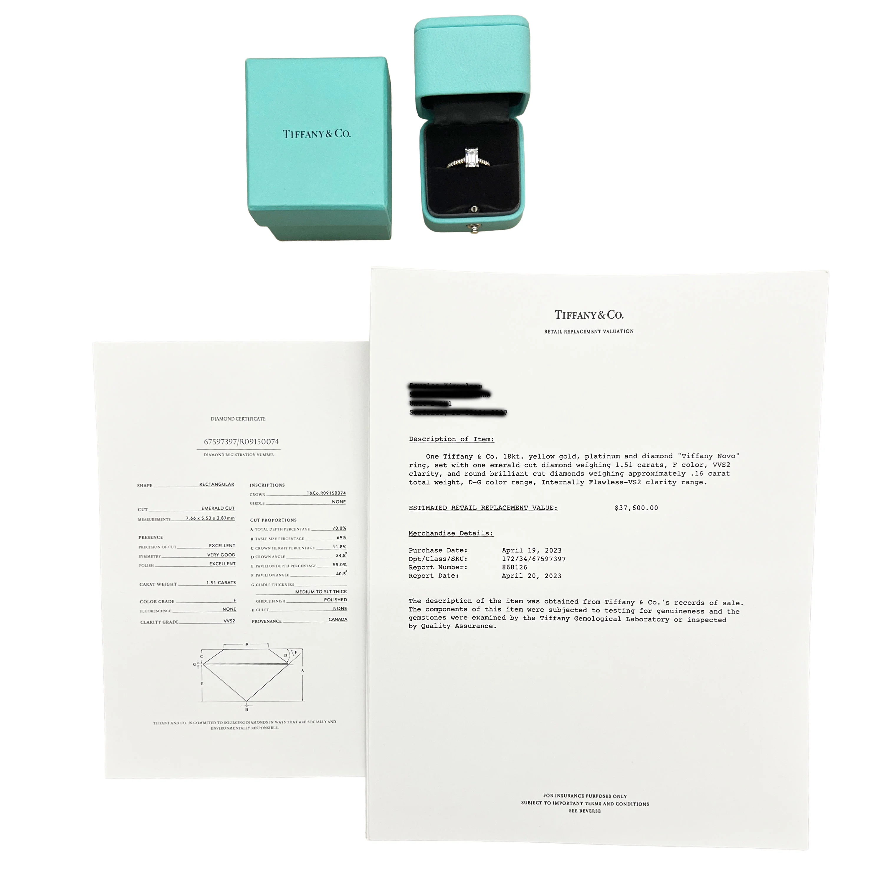 1.51 ct Emerald Diamond Novo Engagement Ring - Image 6