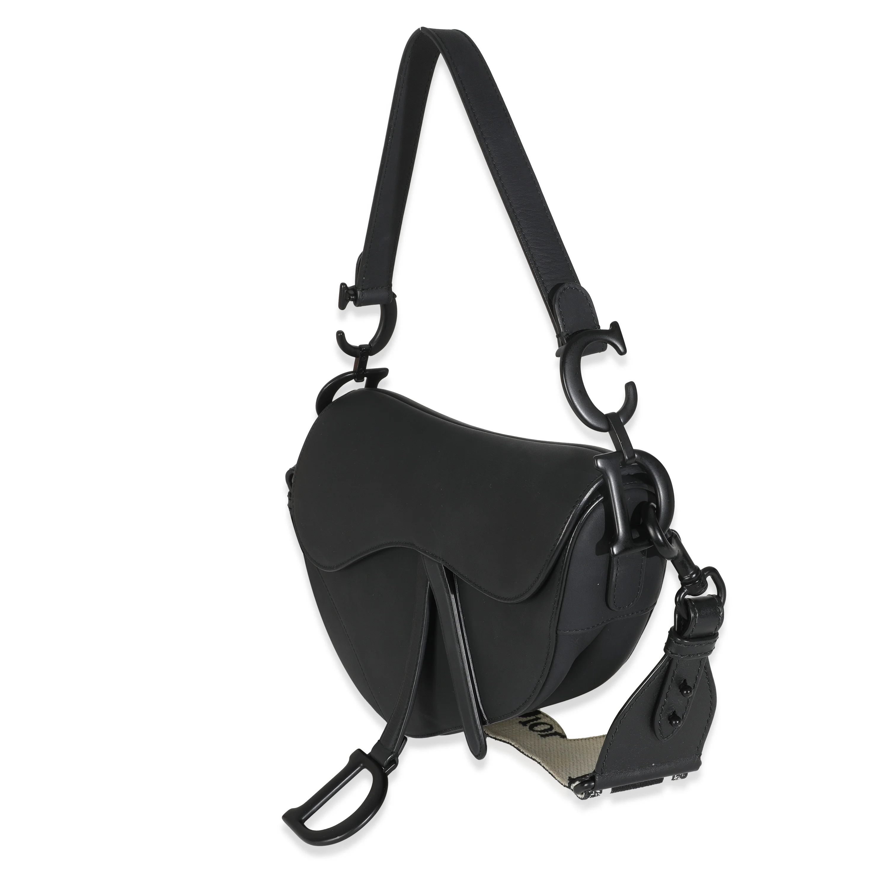 Black Ultramatte Calfskin Medium Saddle Bag - Image 2