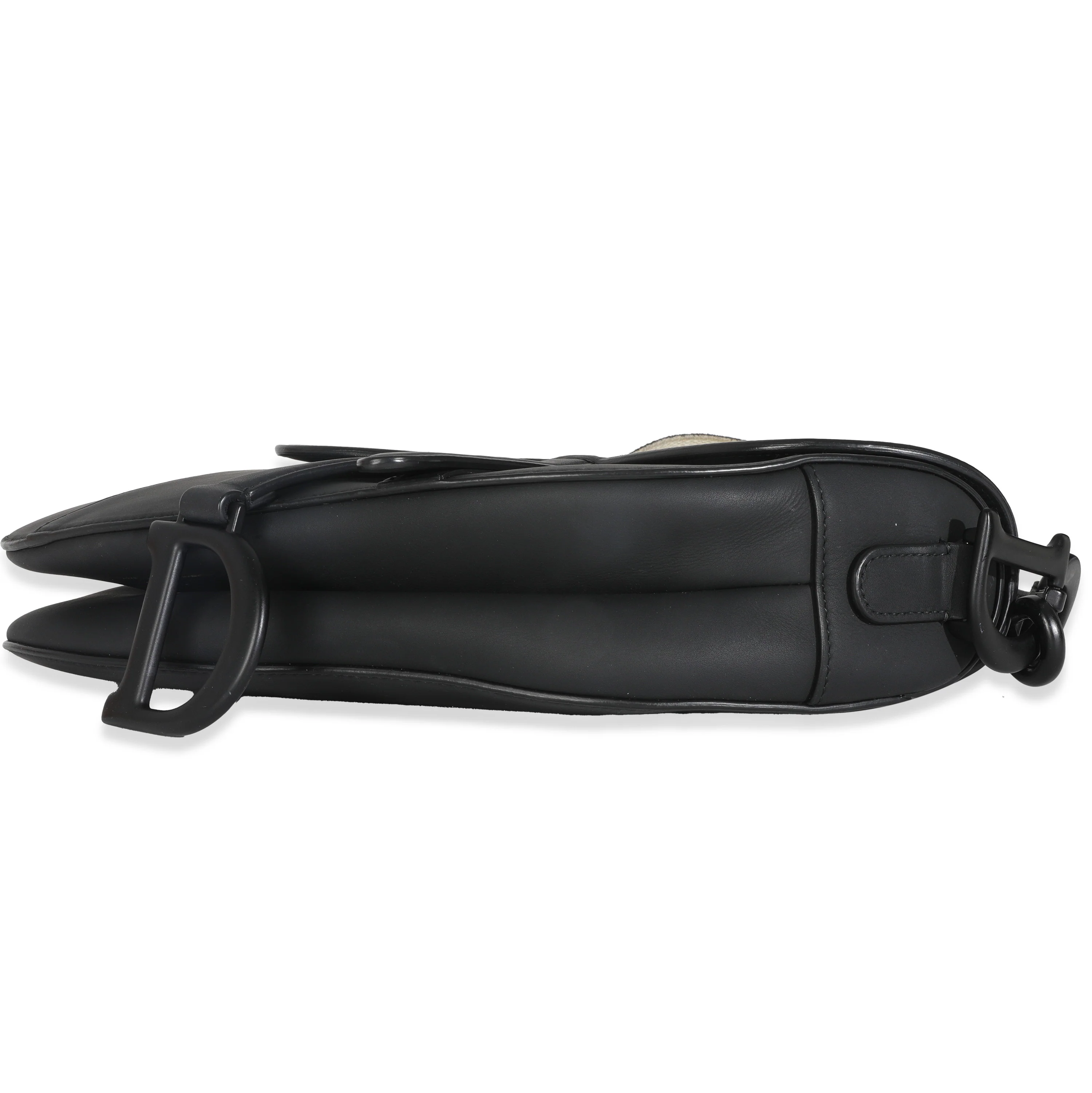 Black Ultramatte Calfskin Medium Saddle Bag - Image 7