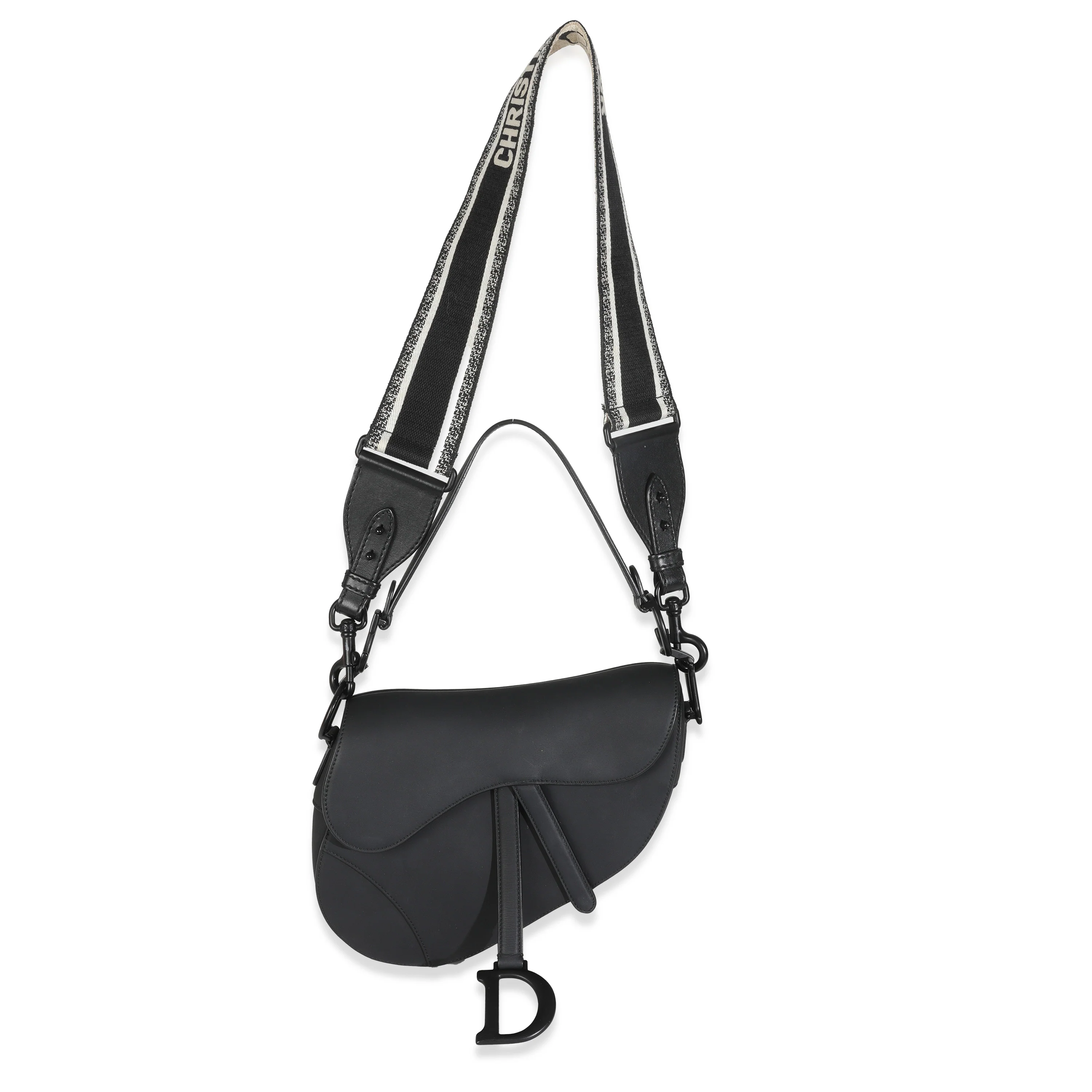 Black Ultramatte Calfskin Medium Saddle Bag - Image 8