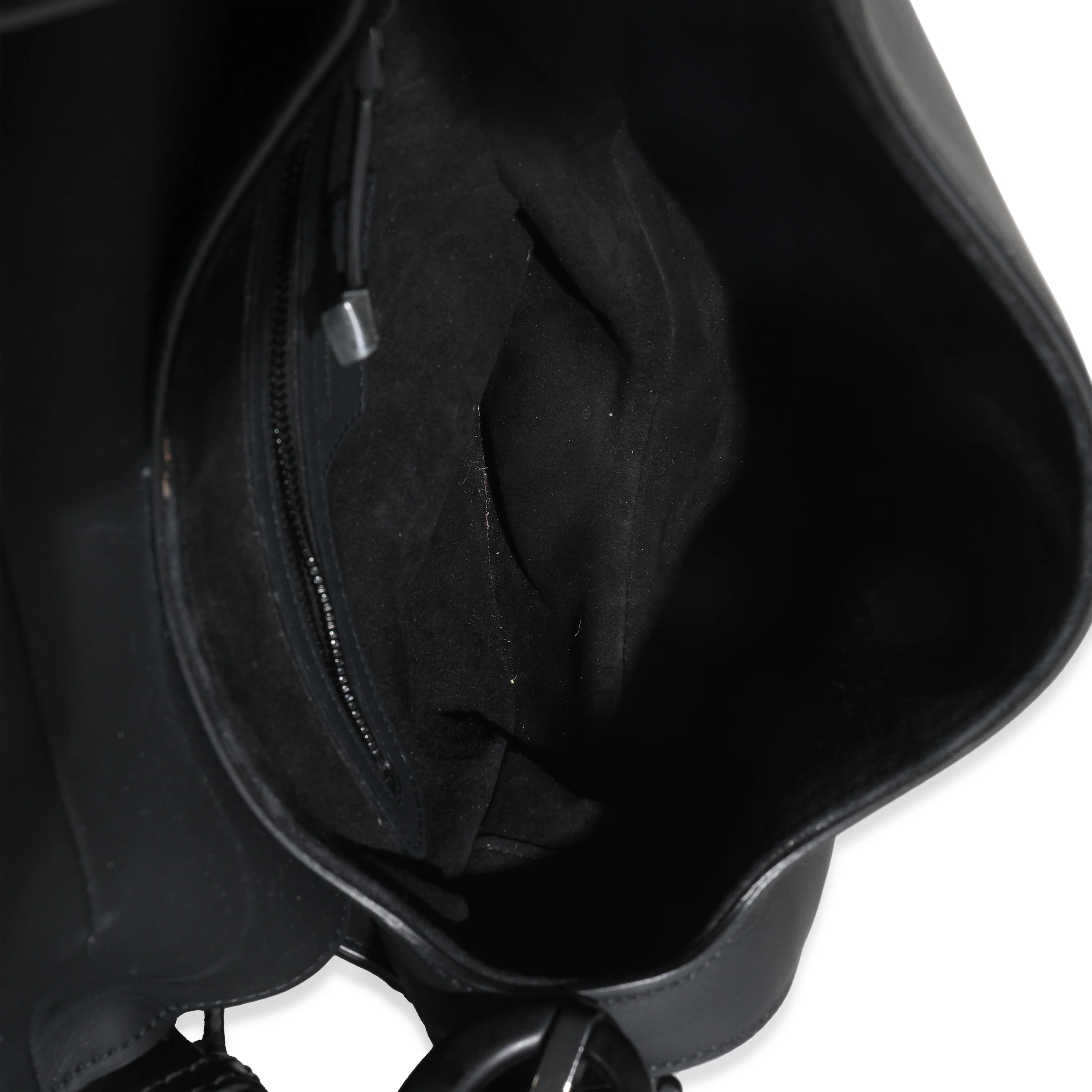 Black Ultramatte Calfskin Medium Saddle Bag - Image 9