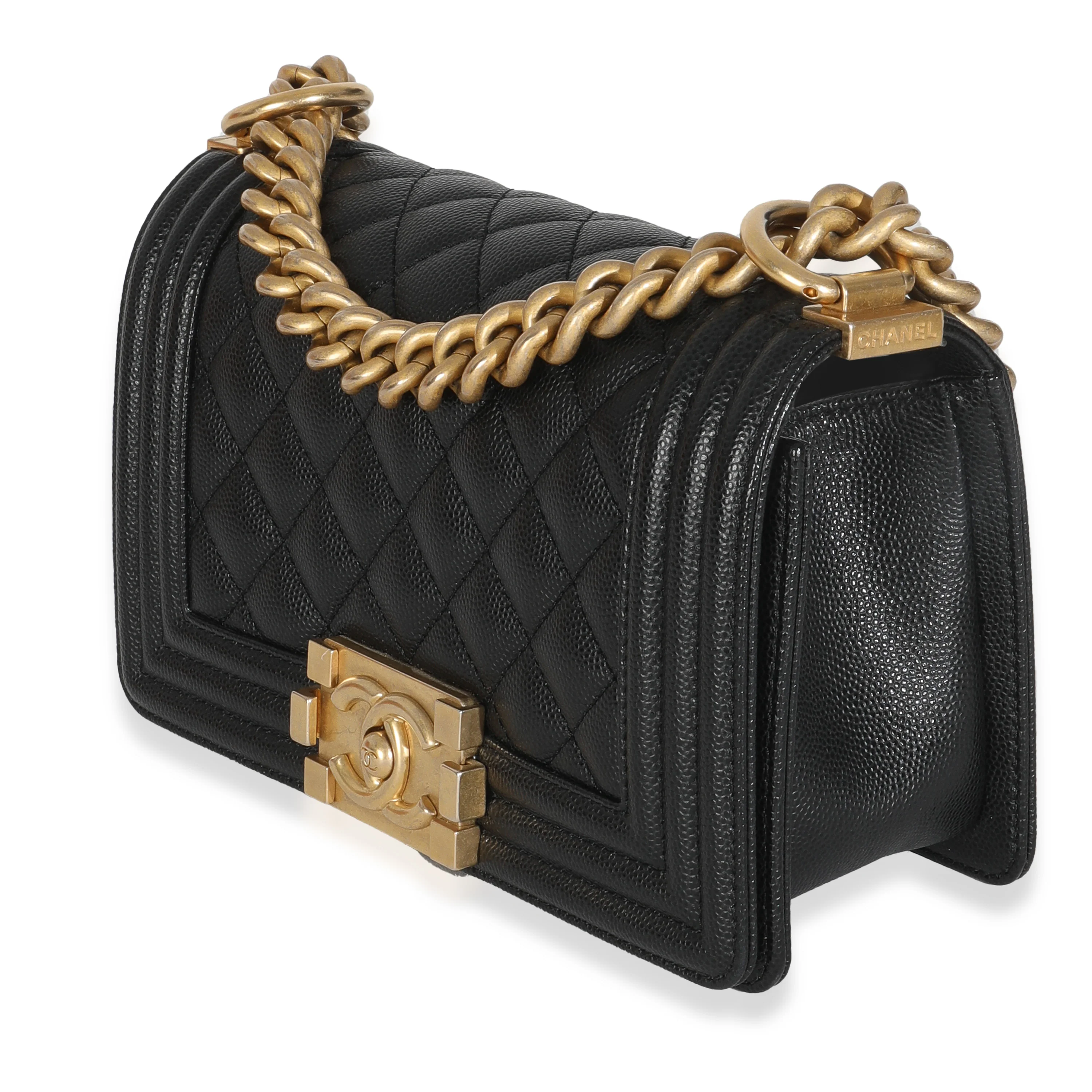 Black Quilted Caviar Small Boy Handbag - Image 2