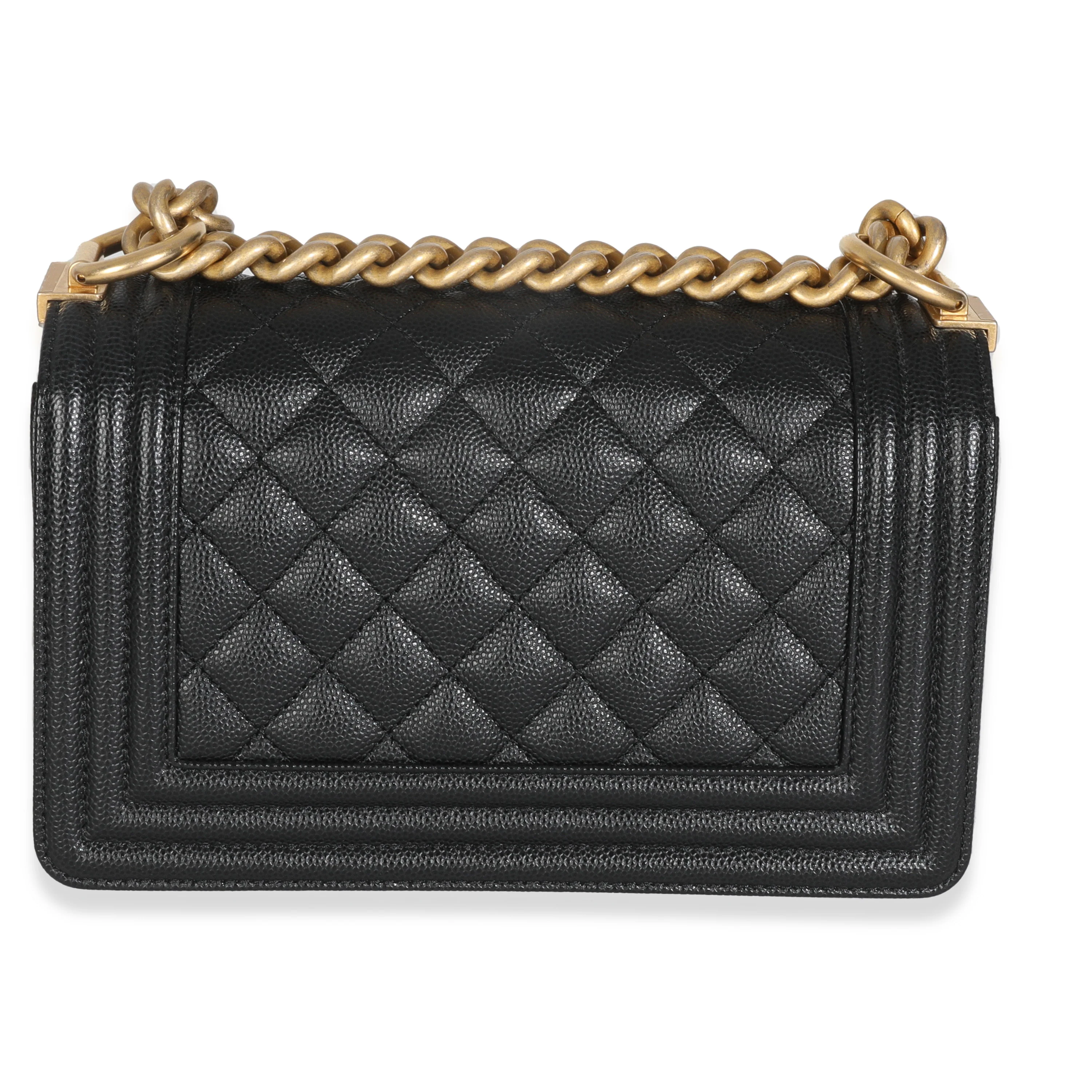 Black Quilted Caviar Small Boy Handbag - Image 4