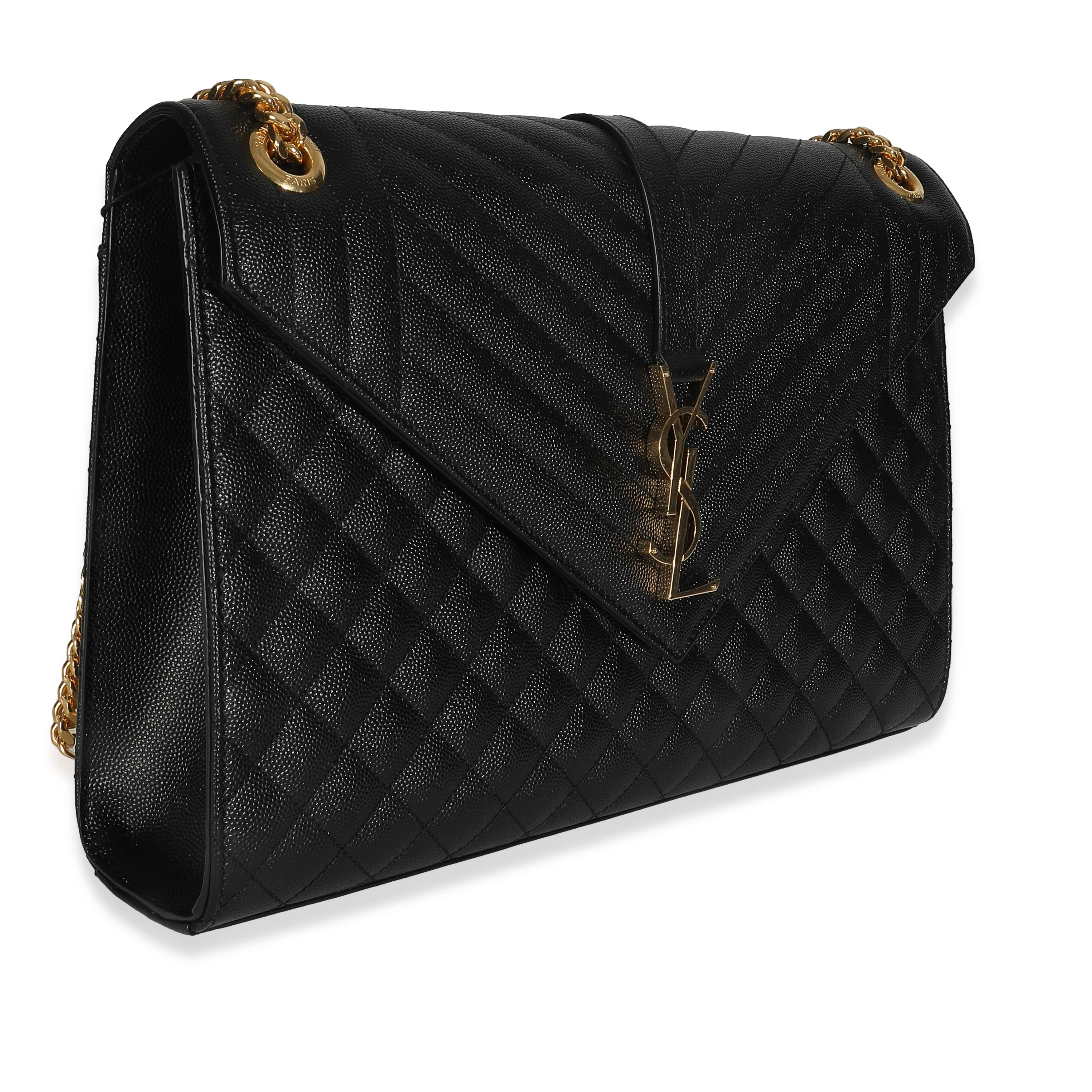Black Grain De Poudre Mixed Matelasse Large Triquilt Satchel - Image 3