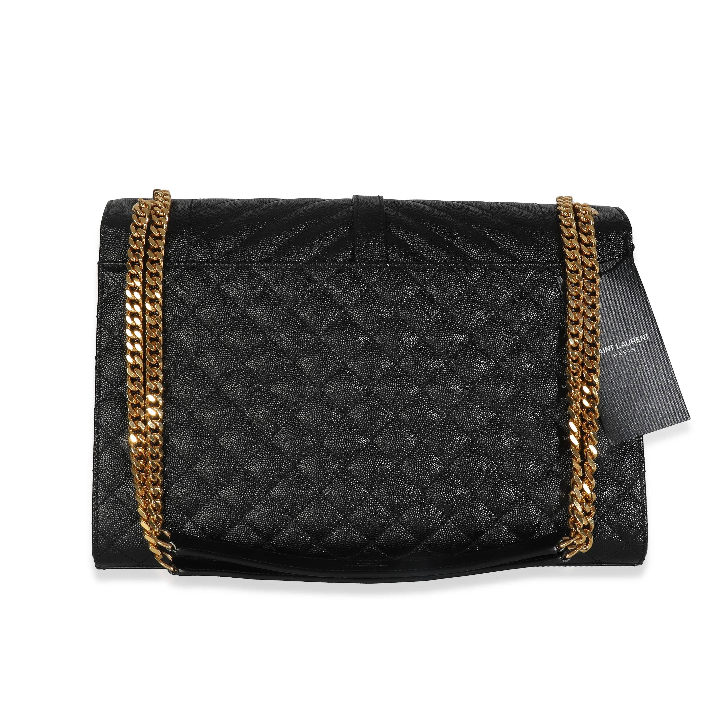Black Grain De Poudre Mixed Matelasse Large Triquilt Satchel - Image 4