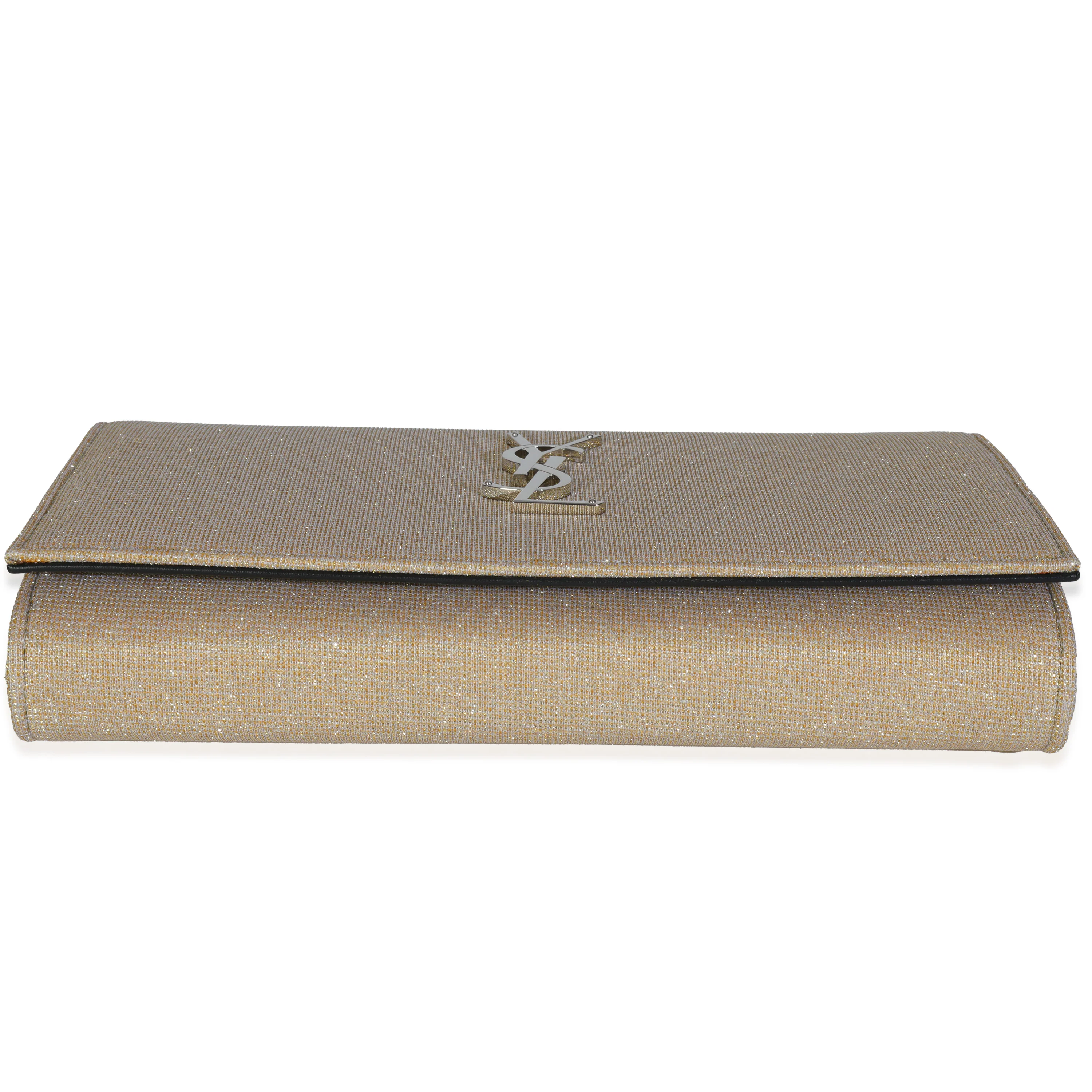 Beige Metallic Sparkle Fabric Monogram Kate Chain Bag - Image 5