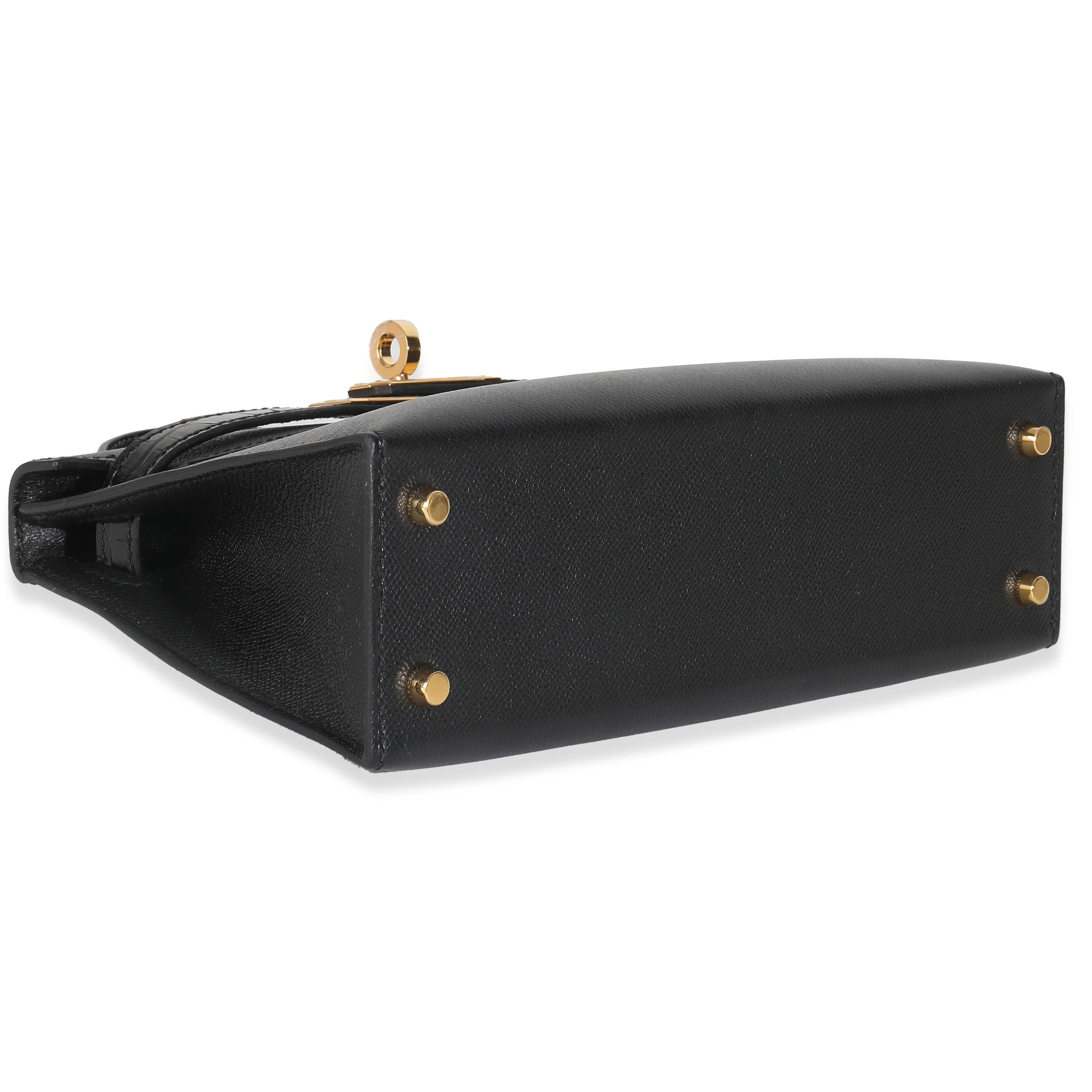Black Madame Calfskin Shiny Alligator Sellier Mini Kelly II 20 GHW - Image 8