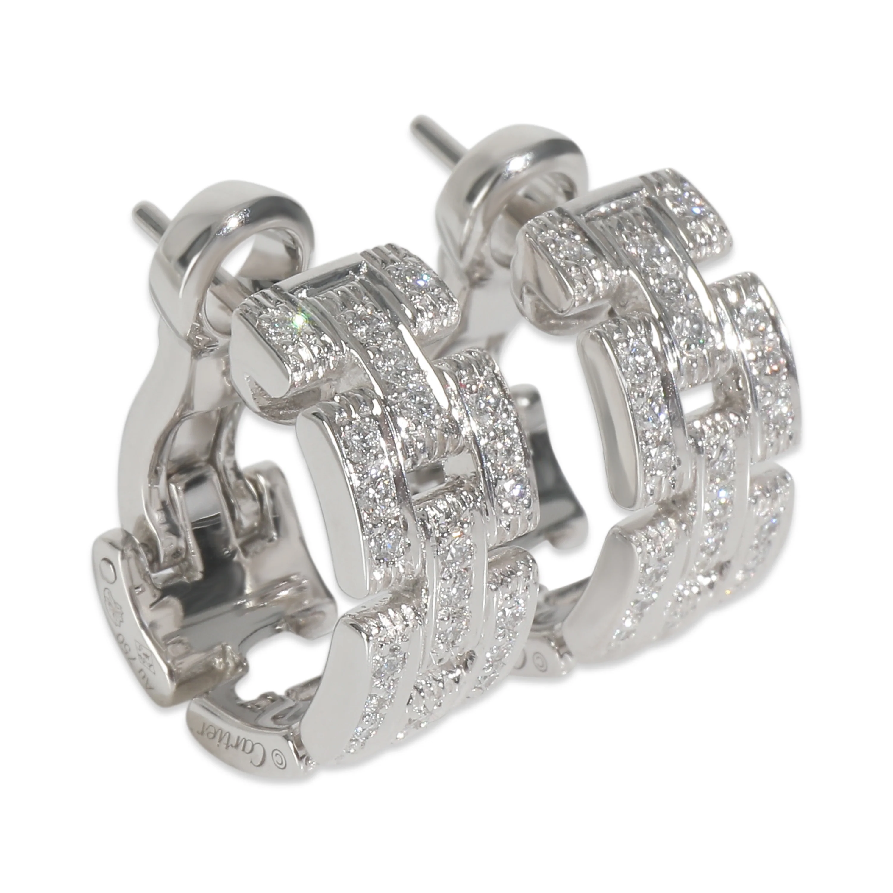 White Gold Diamond Maillon Panthere Earrings - Image 2