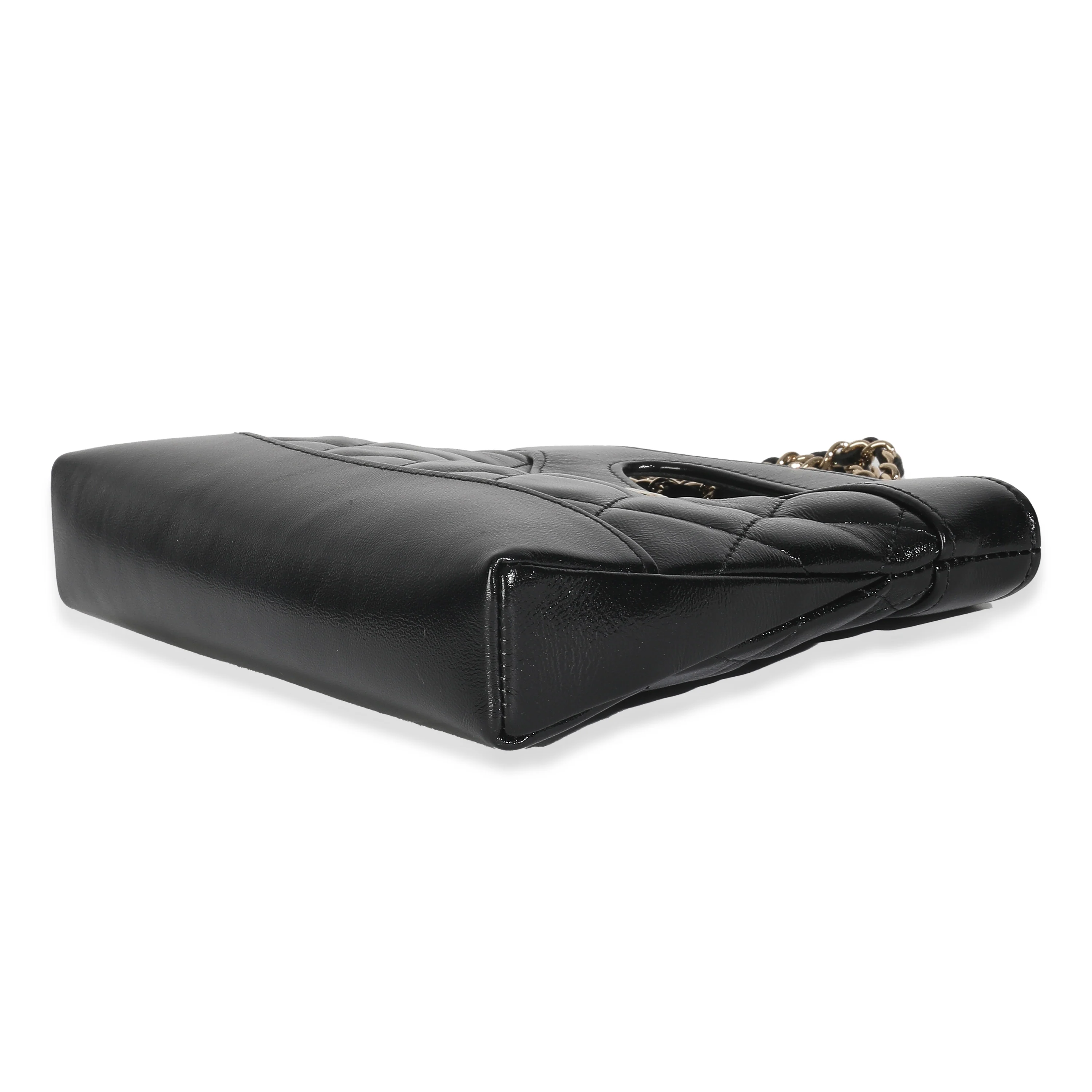 Black Shiny Crumpled Calfskin Quilted Nano 31 Shopping Bag - Image 6