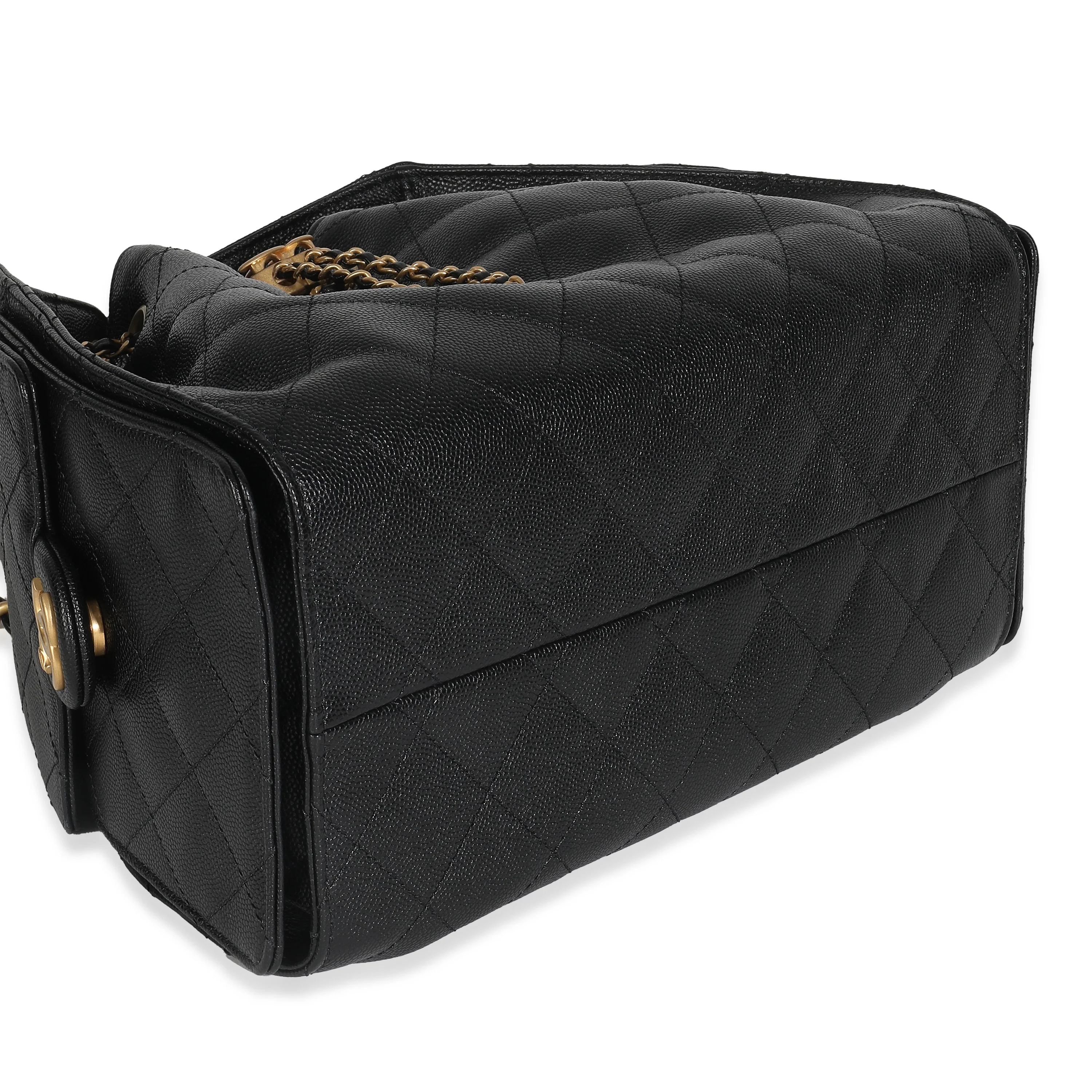 Black Quilted Caviar Small Chanel 25 Handbag - Image 8
