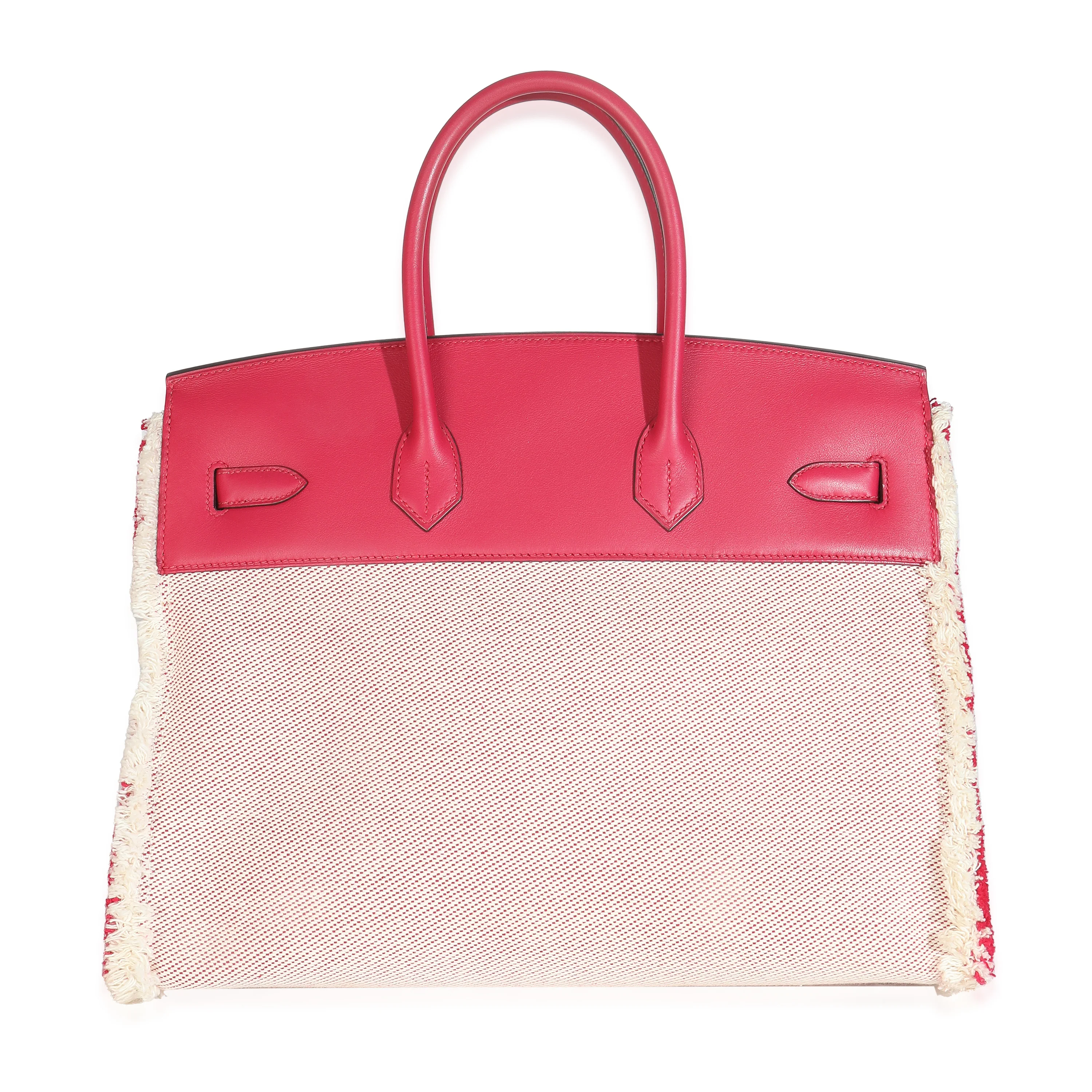 Framboise Ecru Swift Twill H Fray Fray Birkin 35 PHW - Image 5
