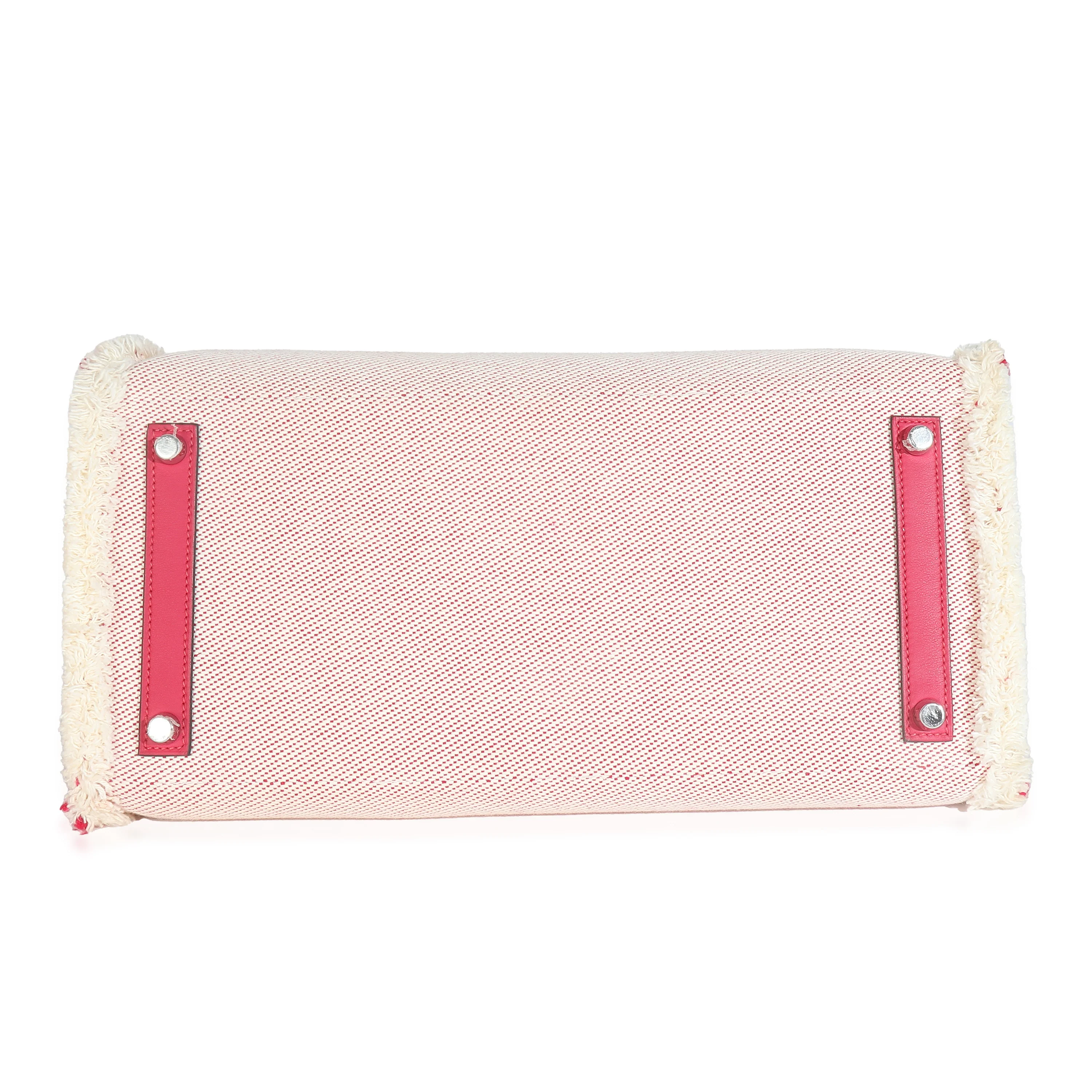 Framboise Ecru Swift Twill H Fray Fray Birkin 35 PHW - Image 7