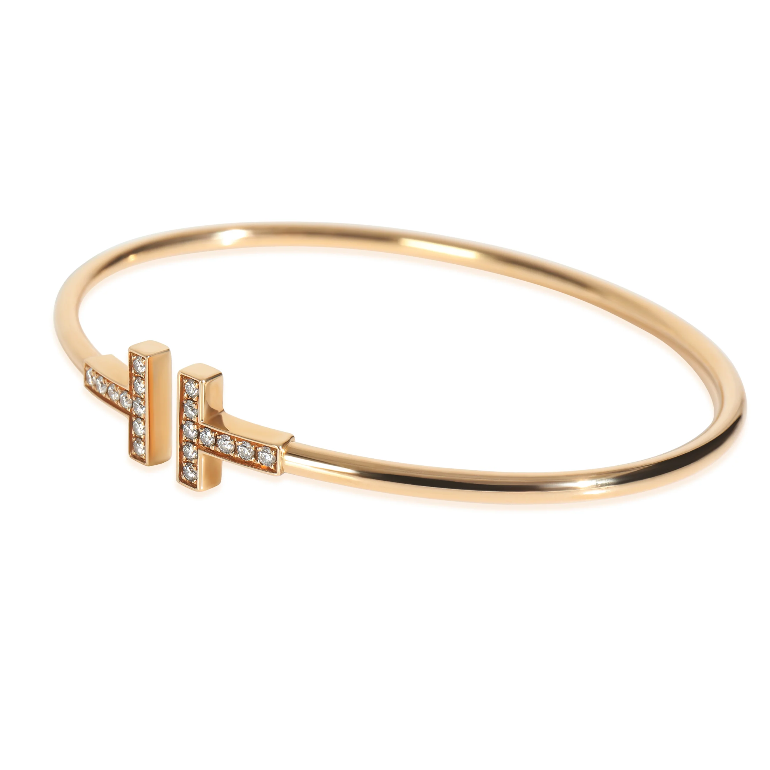 Rose Gold Diamond Tiffany T Wire Bracelet - Image 2