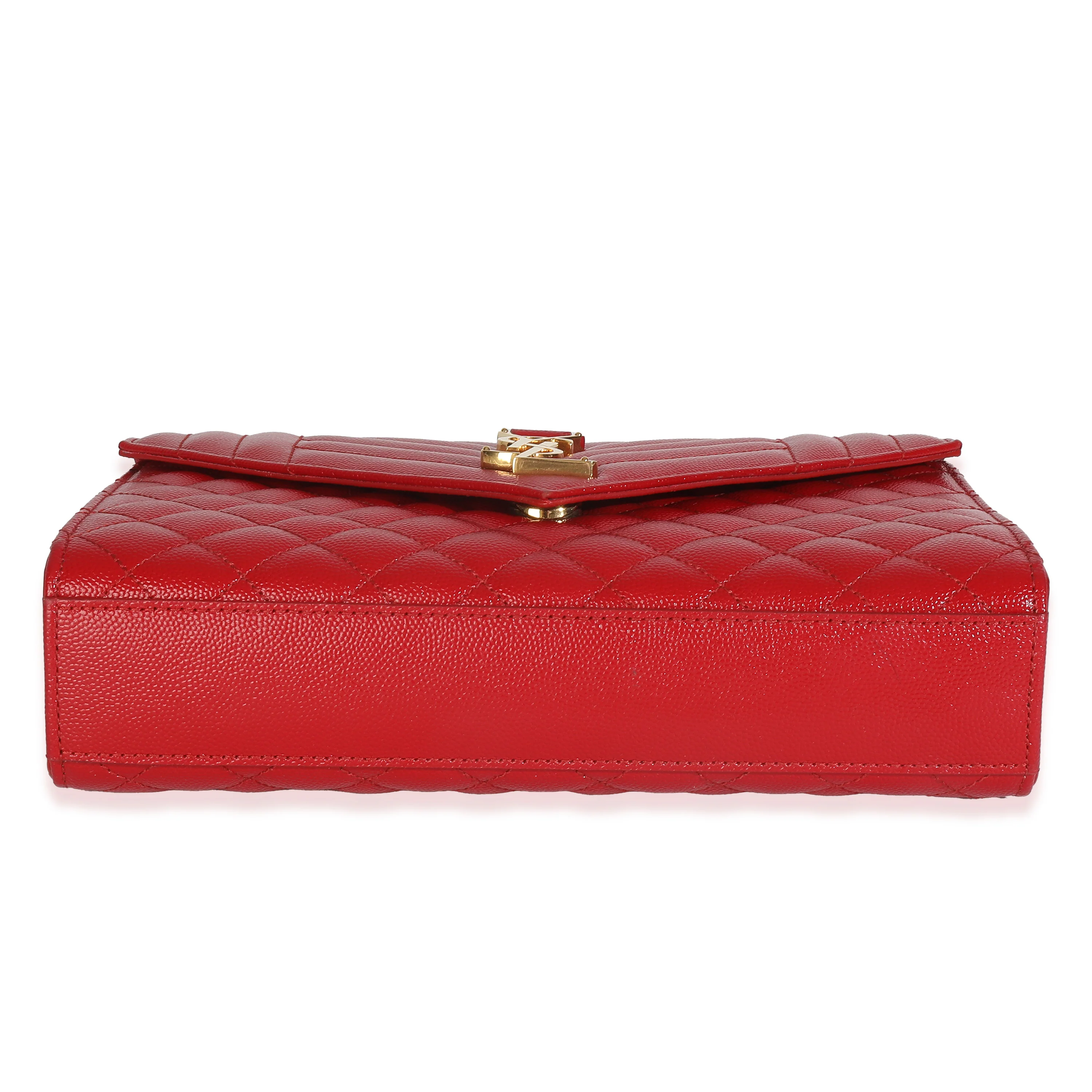 Red Monogram Matelasse Medium Envelope Chain Bag - Image 7