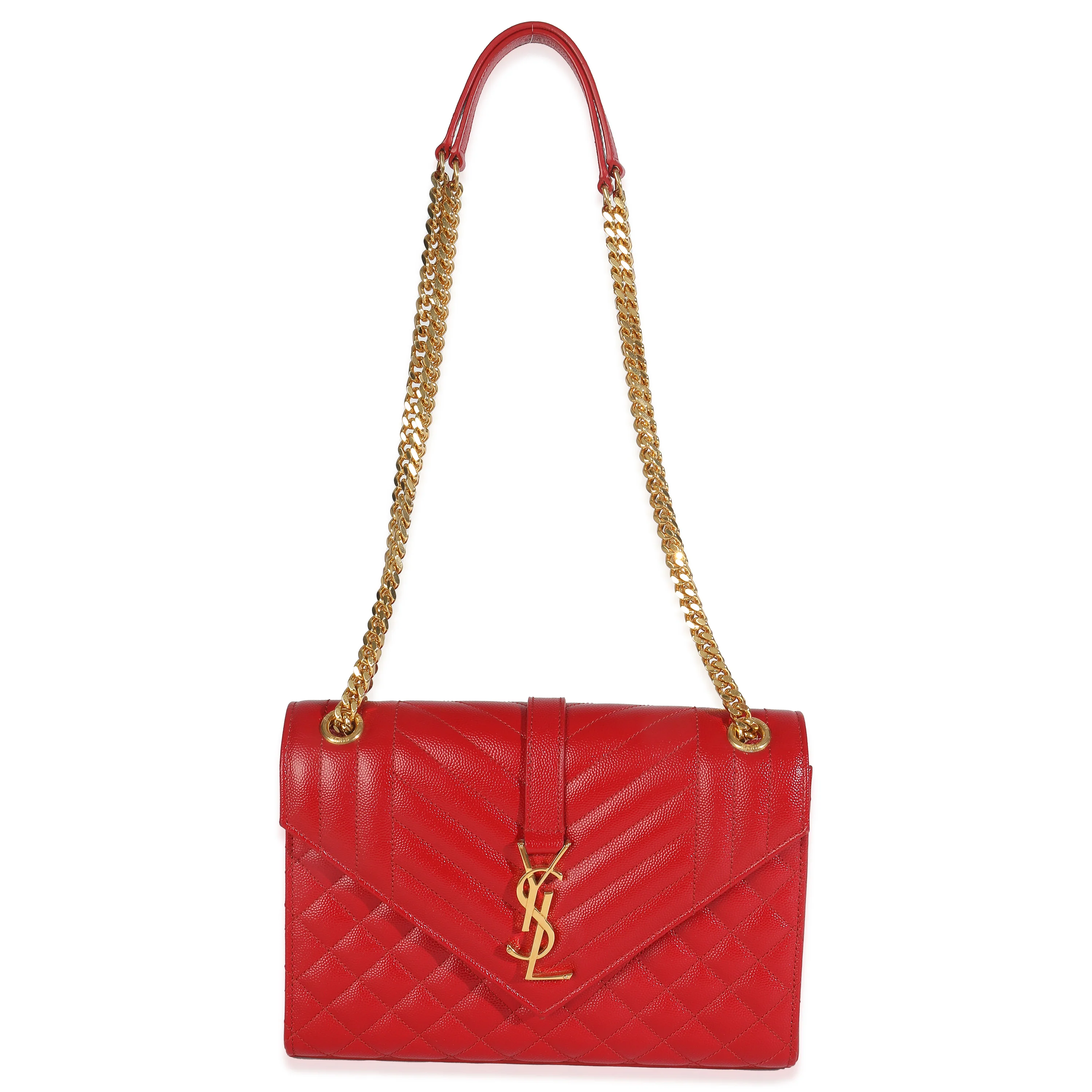 Red Monogram Matelasse Medium Envelope Chain Bag - Image 9