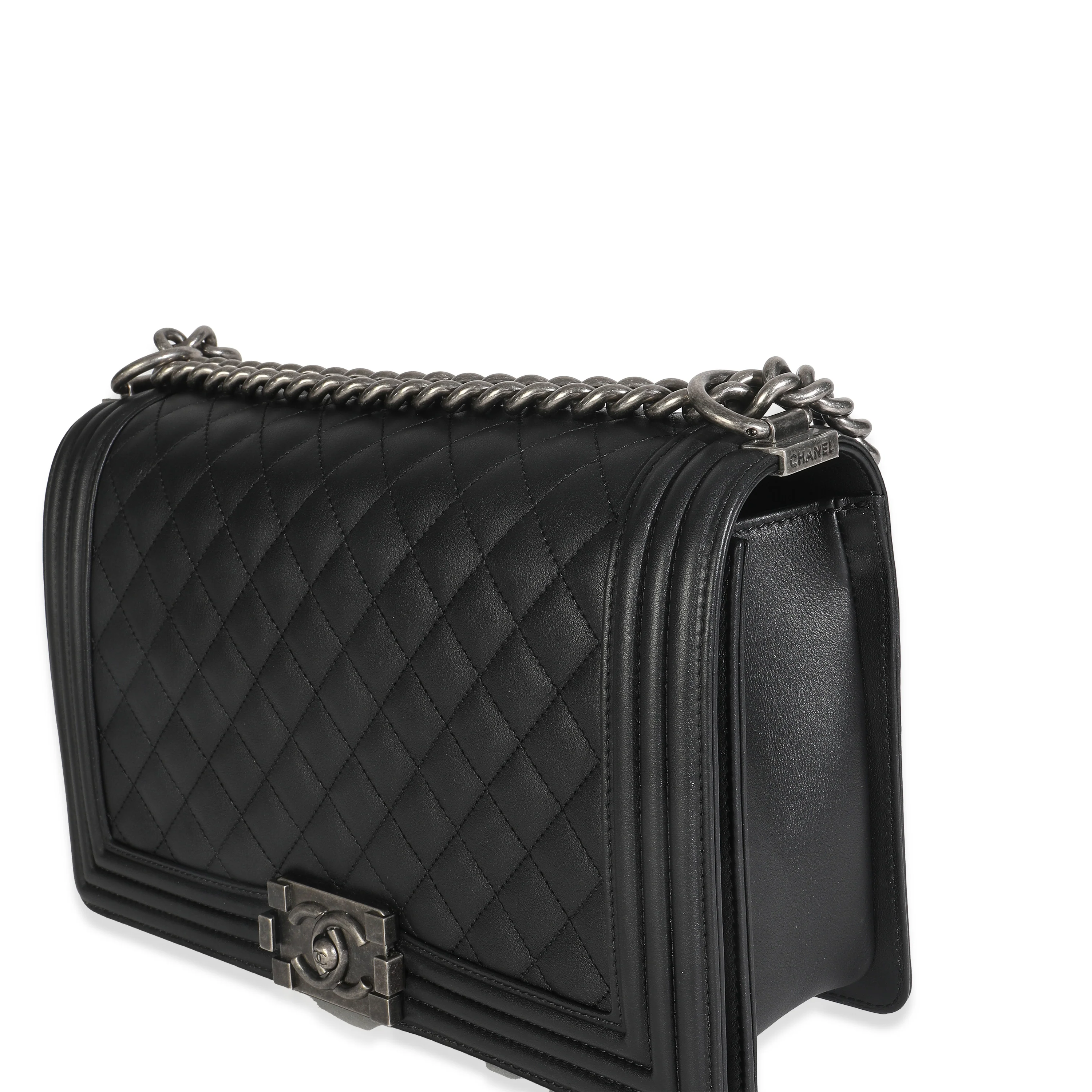 Dark Grey Quilted Lambskin New Medium Boy Bag - Image 2