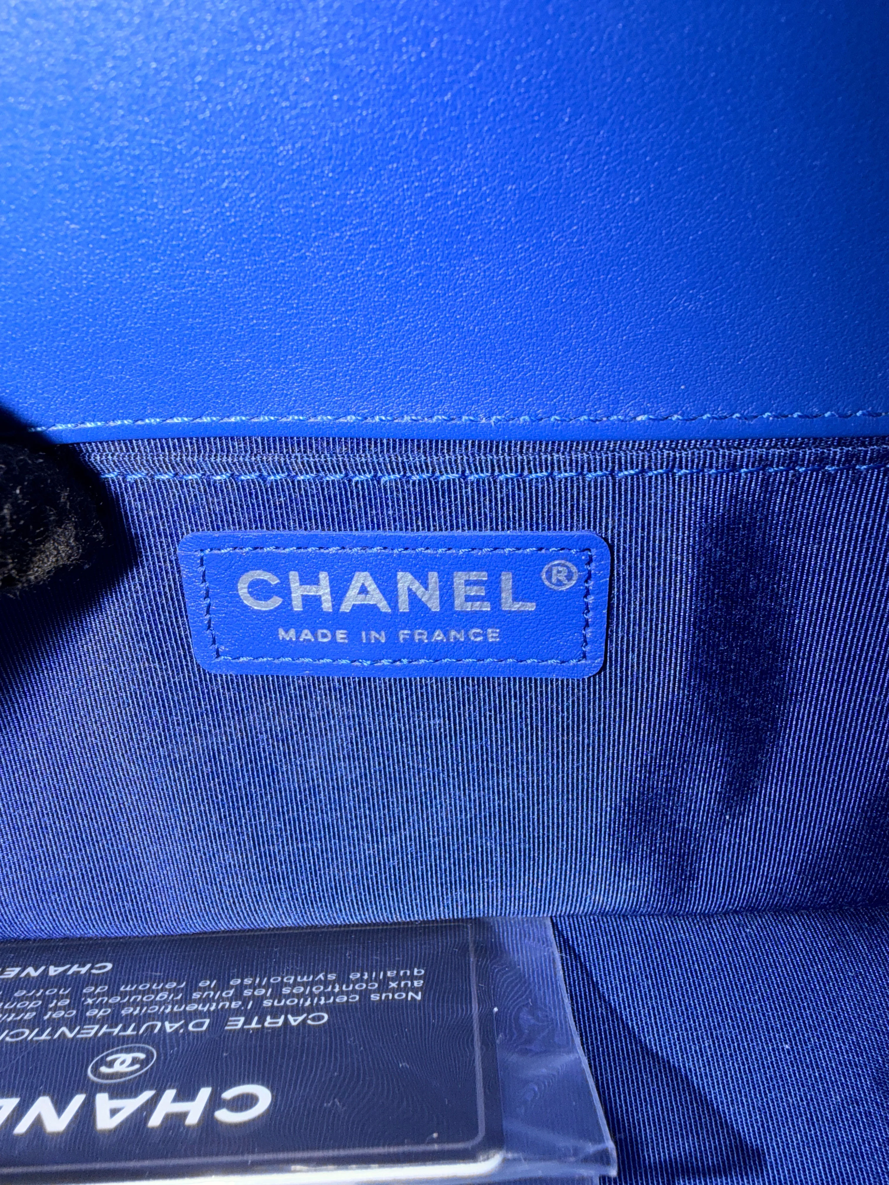 Blue Lambskin Quilted Tweed Old Medium Boy Bag - Image 10