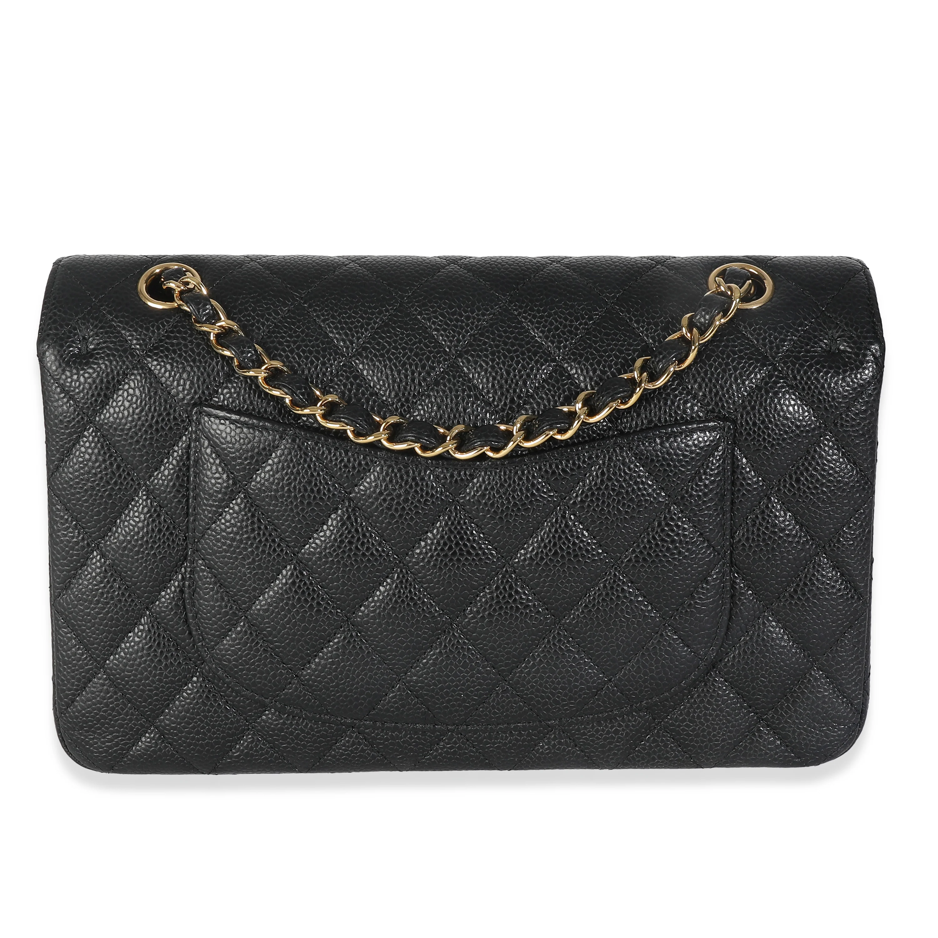 Black Quilted Caviar Medium Classic Double Flap HandBag - Image 4