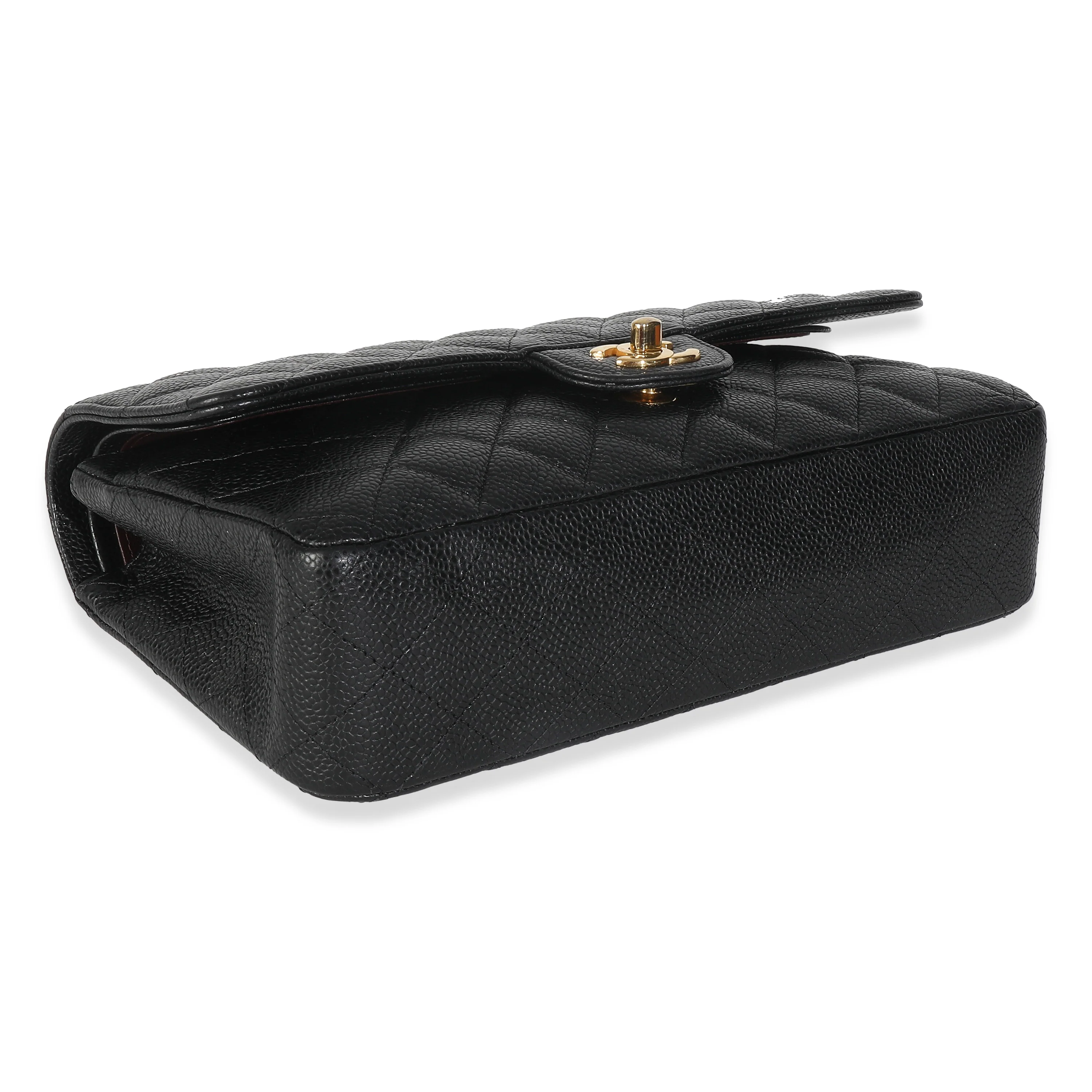 Black Quilted Caviar Medium Classic Double Flap HandBag - Image 6