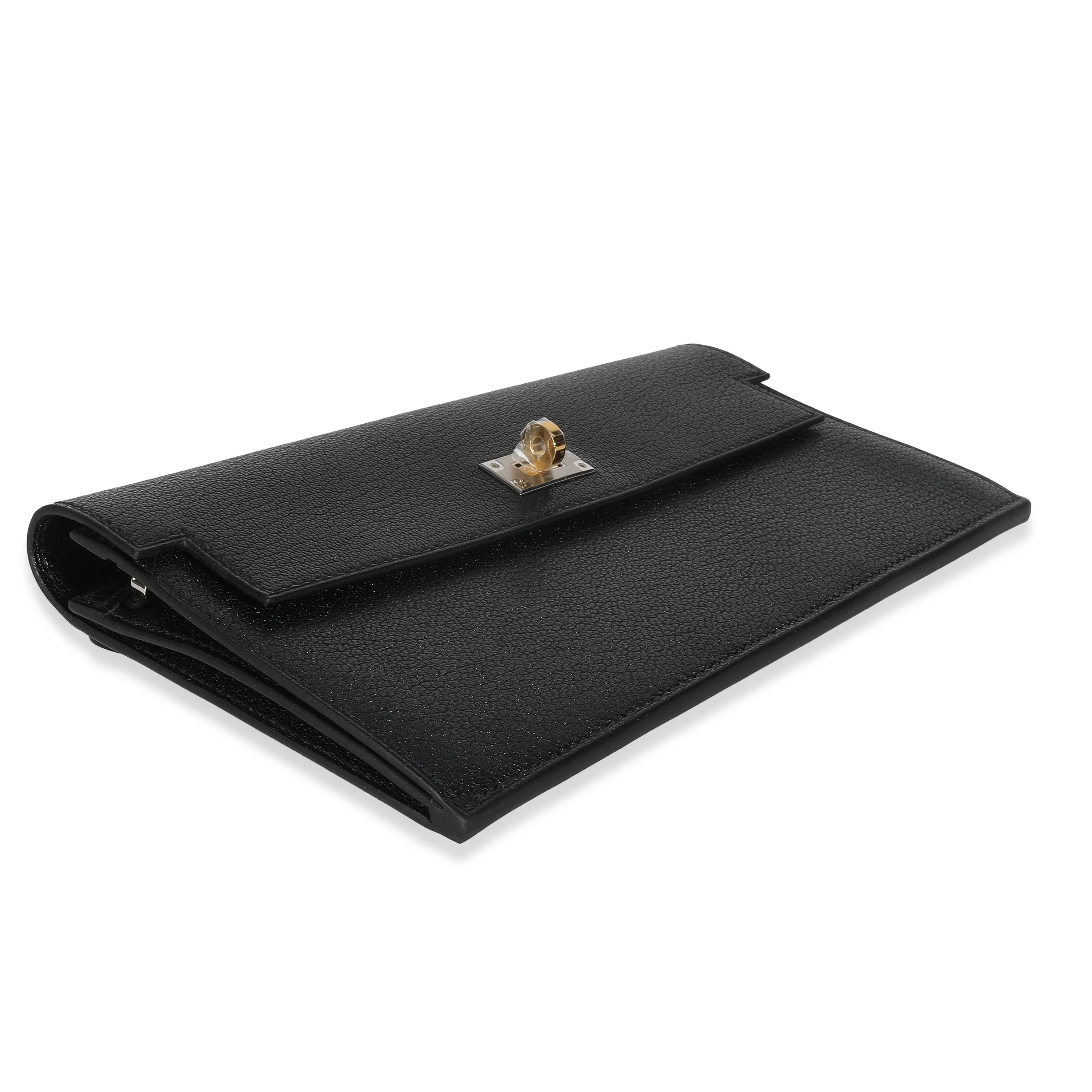 Black Chevre Chamkila Kelly Pocket Long Wallet EHW - Image 6