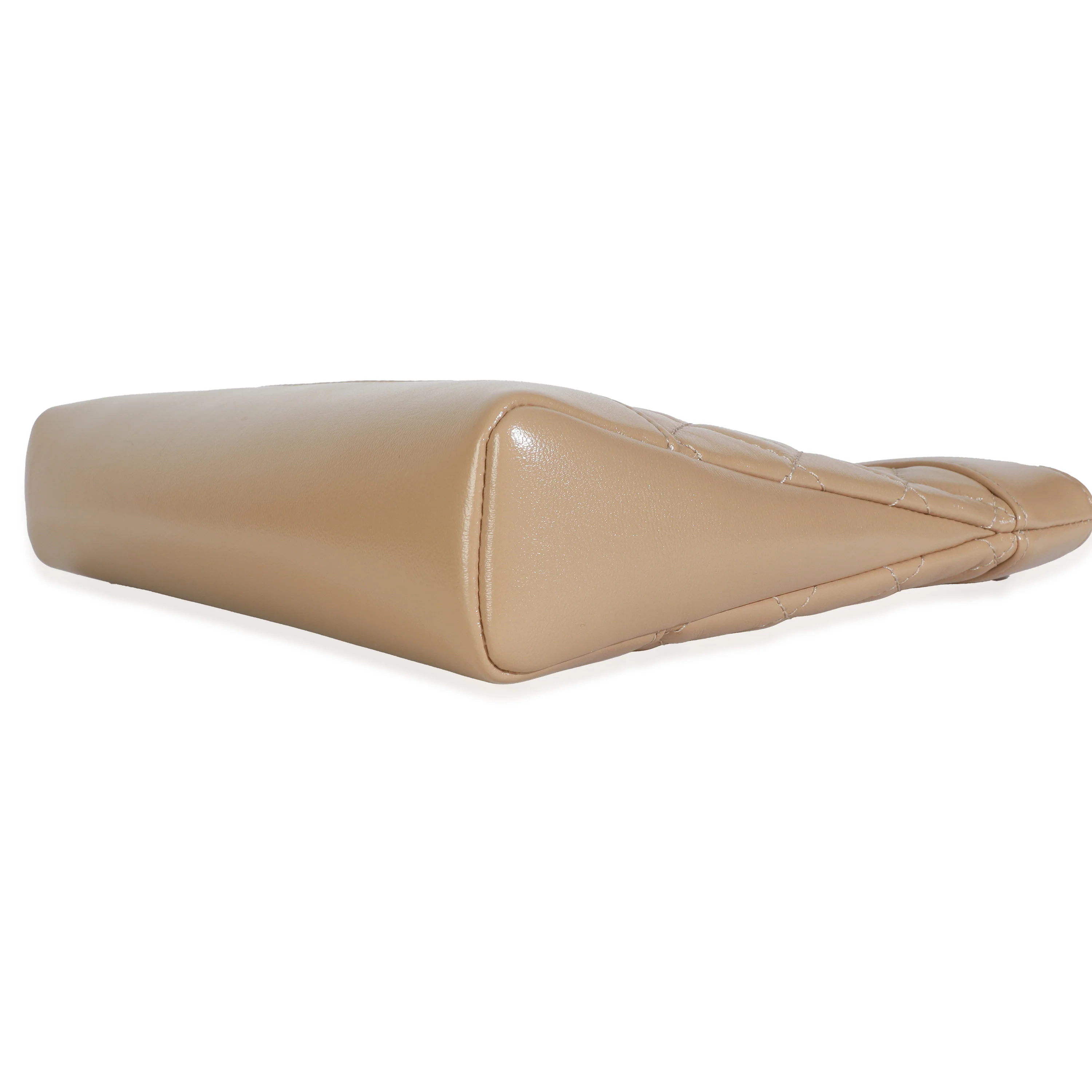 Dark Beige Shiny Crumpled Quilted Calfskin Mini 31 Shopping Bag - Image 7