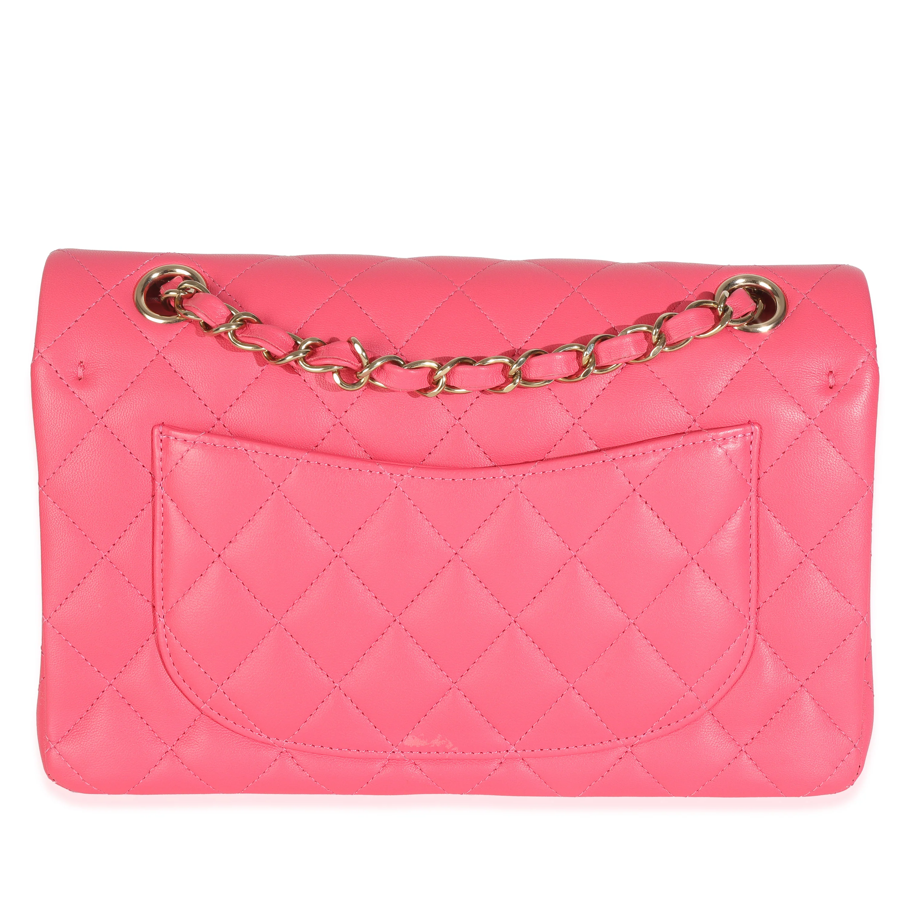 Pink Quilted Lambskin Small Classic Double Flap Bag - Image 4