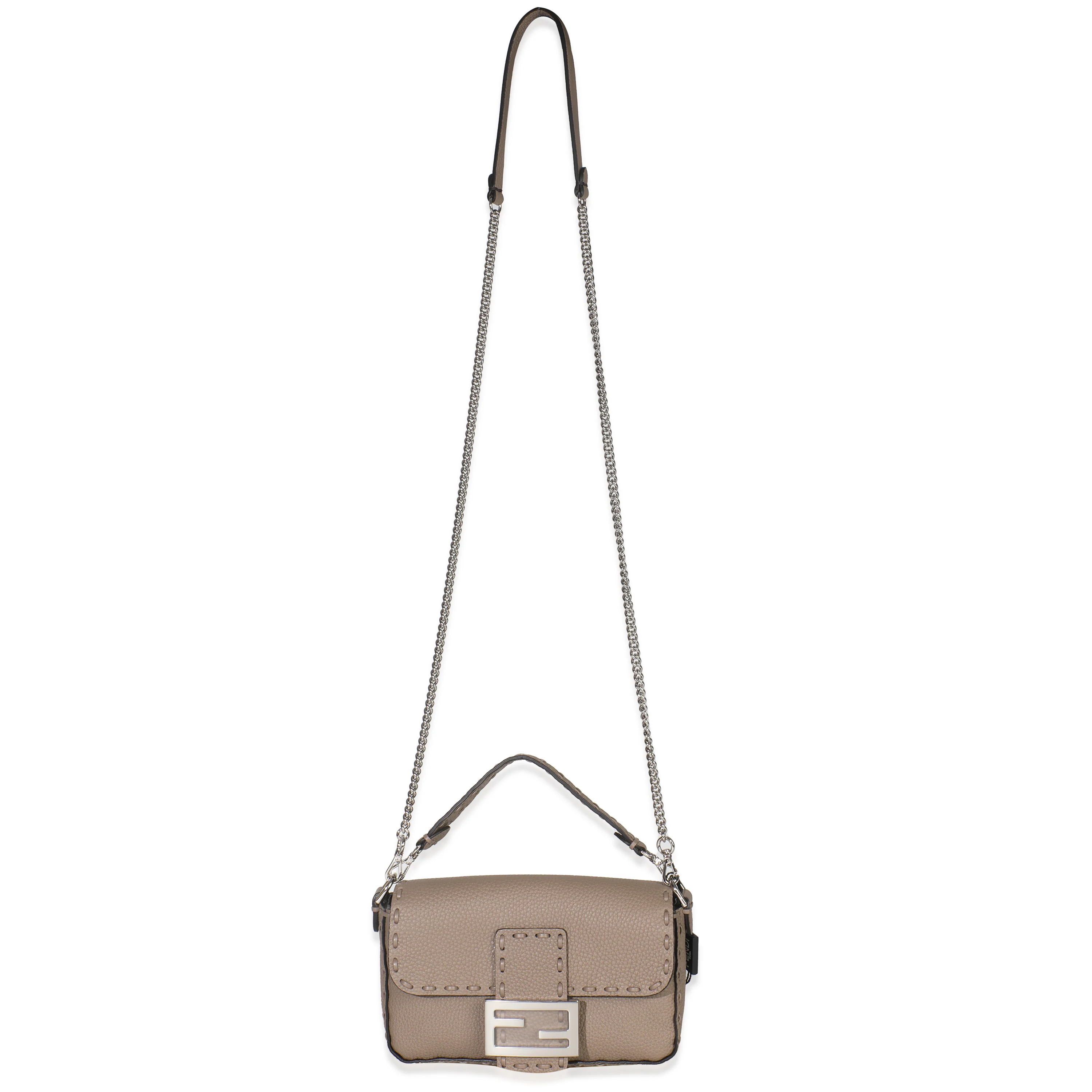 Dove Gray Cuoio Romano Calfskin Mini Selleria Baguette Bag - Image 8