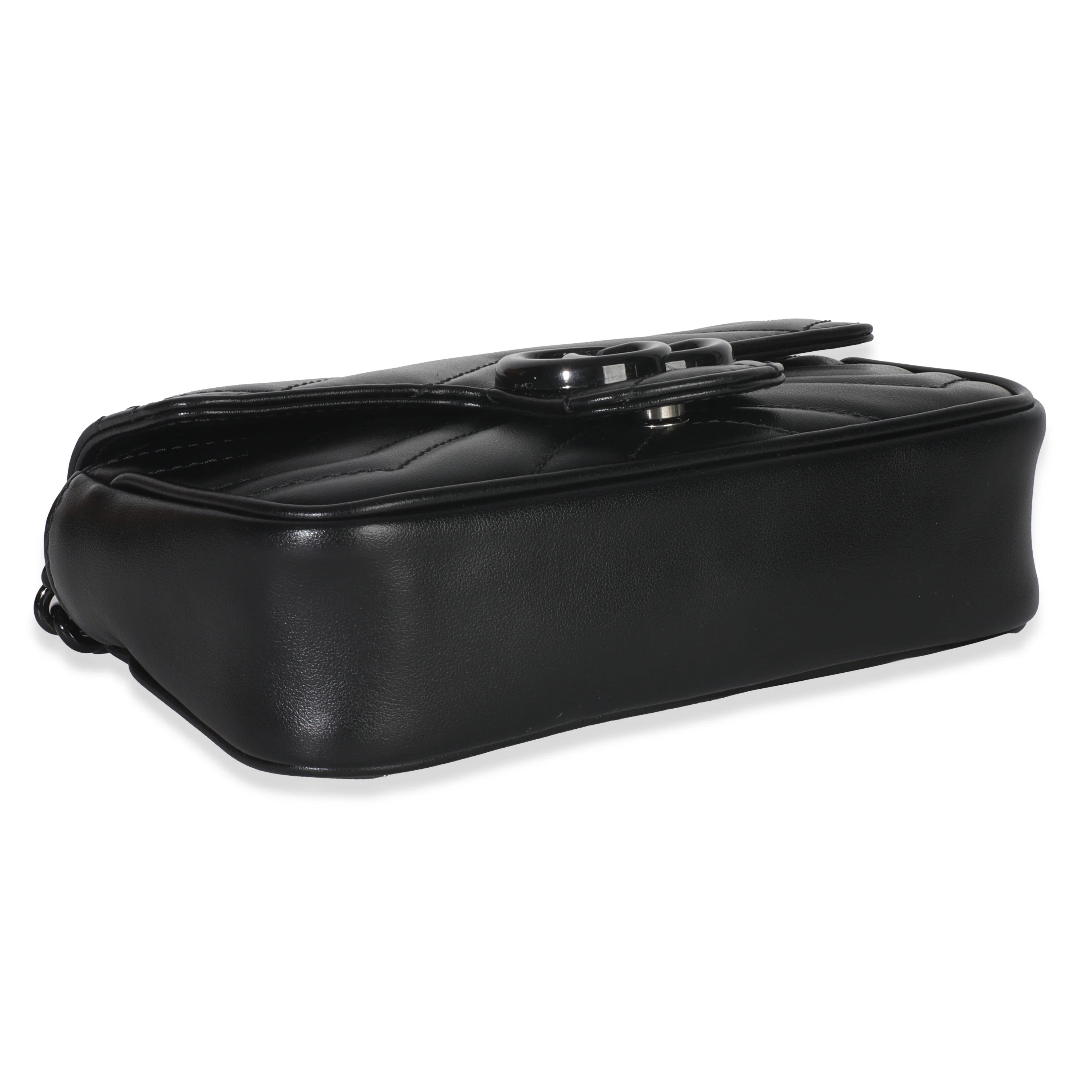 Black Matelasse Calfskin Monochrome GG Marmont Chain Belt Bag - Image 6