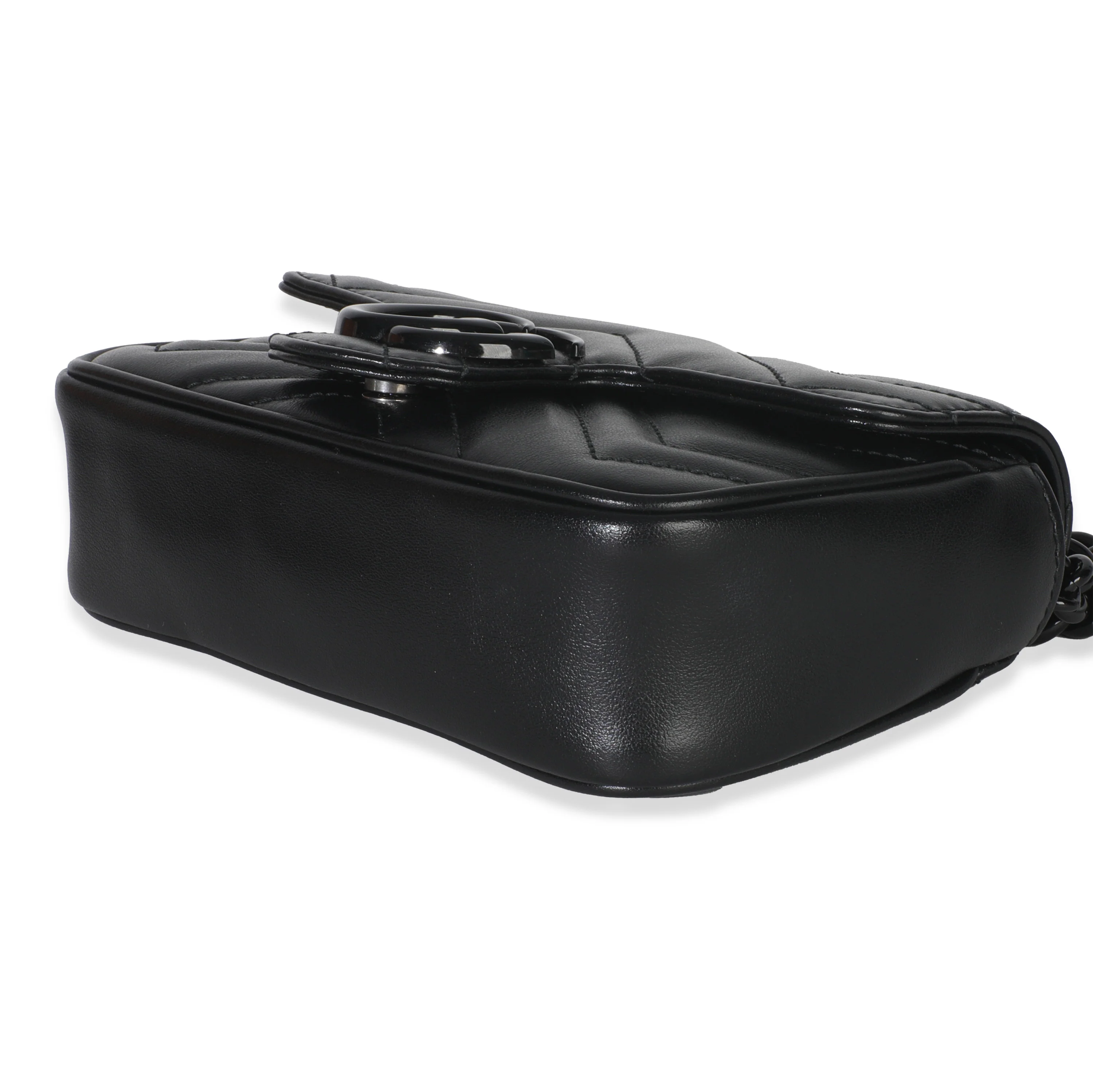Black Matelasse Calfskin Monochrome GG Marmont Chain Belt Bag - Image 7