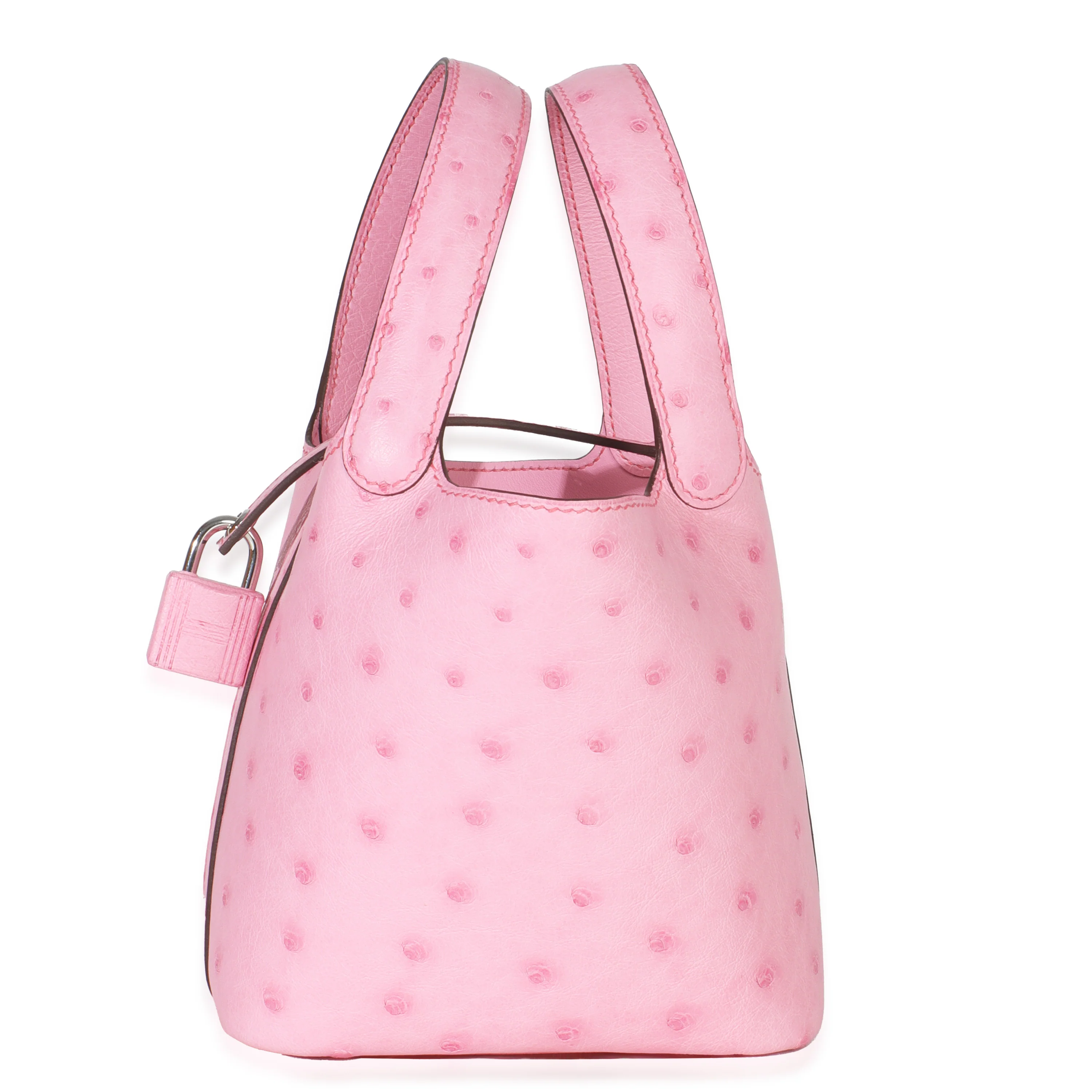 Bubblegum Pink Ostrich Micro Picotin Lock 14 PHW - Image 3