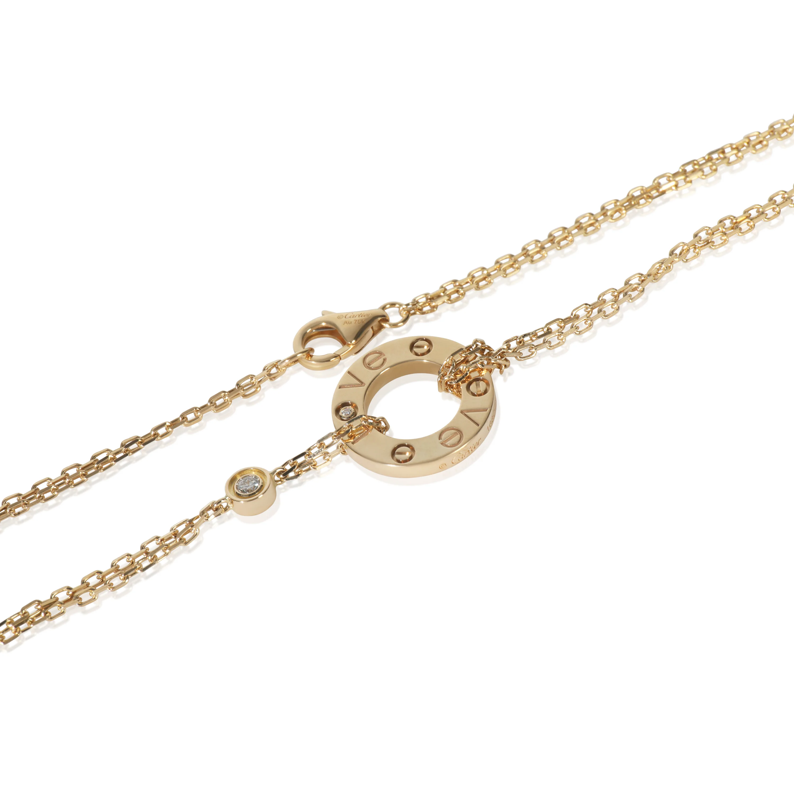 Yellow Gold Diamond Love Necklace - Image 2