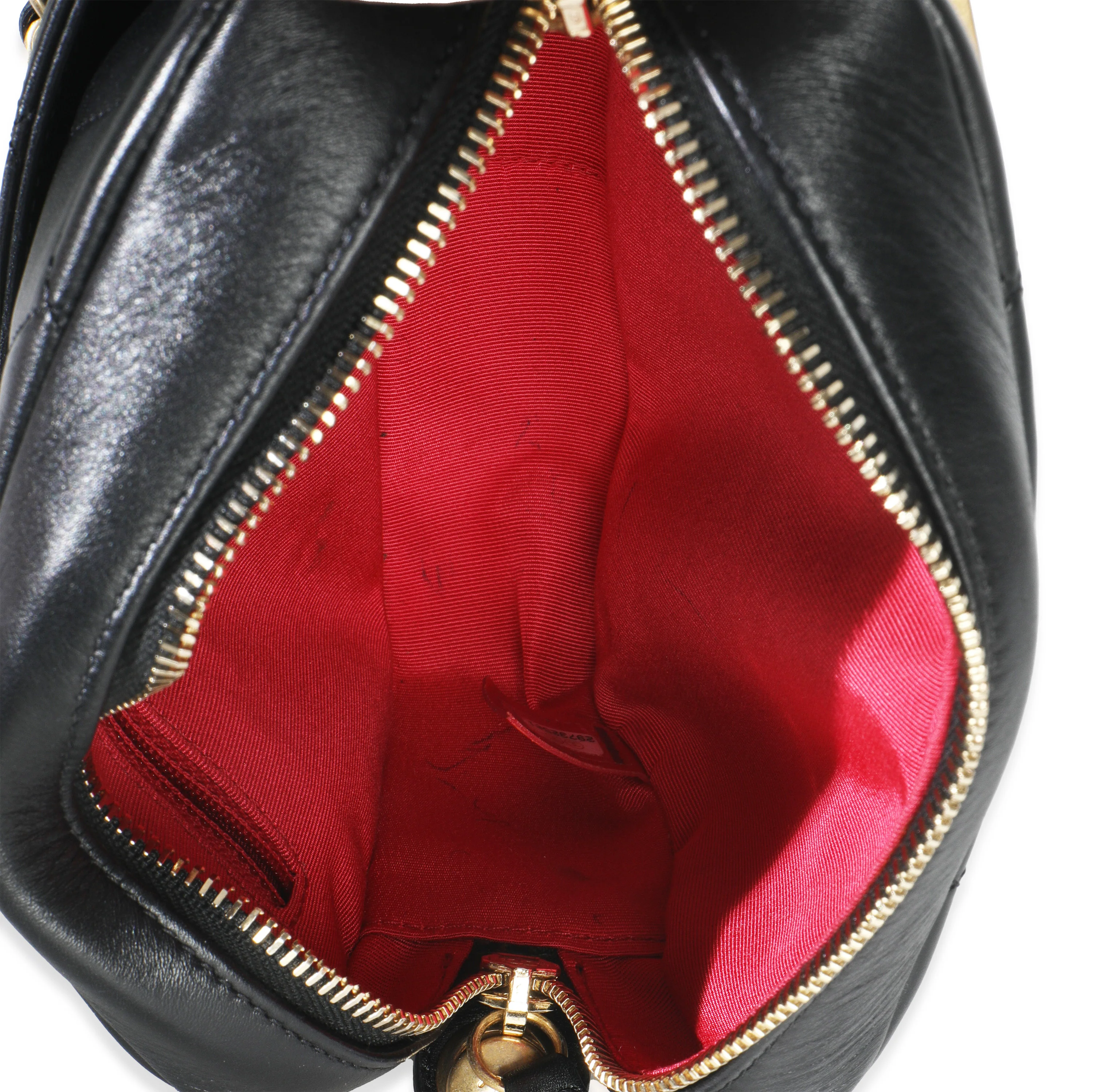 Black Quilted Lambskin Enchained Logo Chain Camera Case - Image 9
