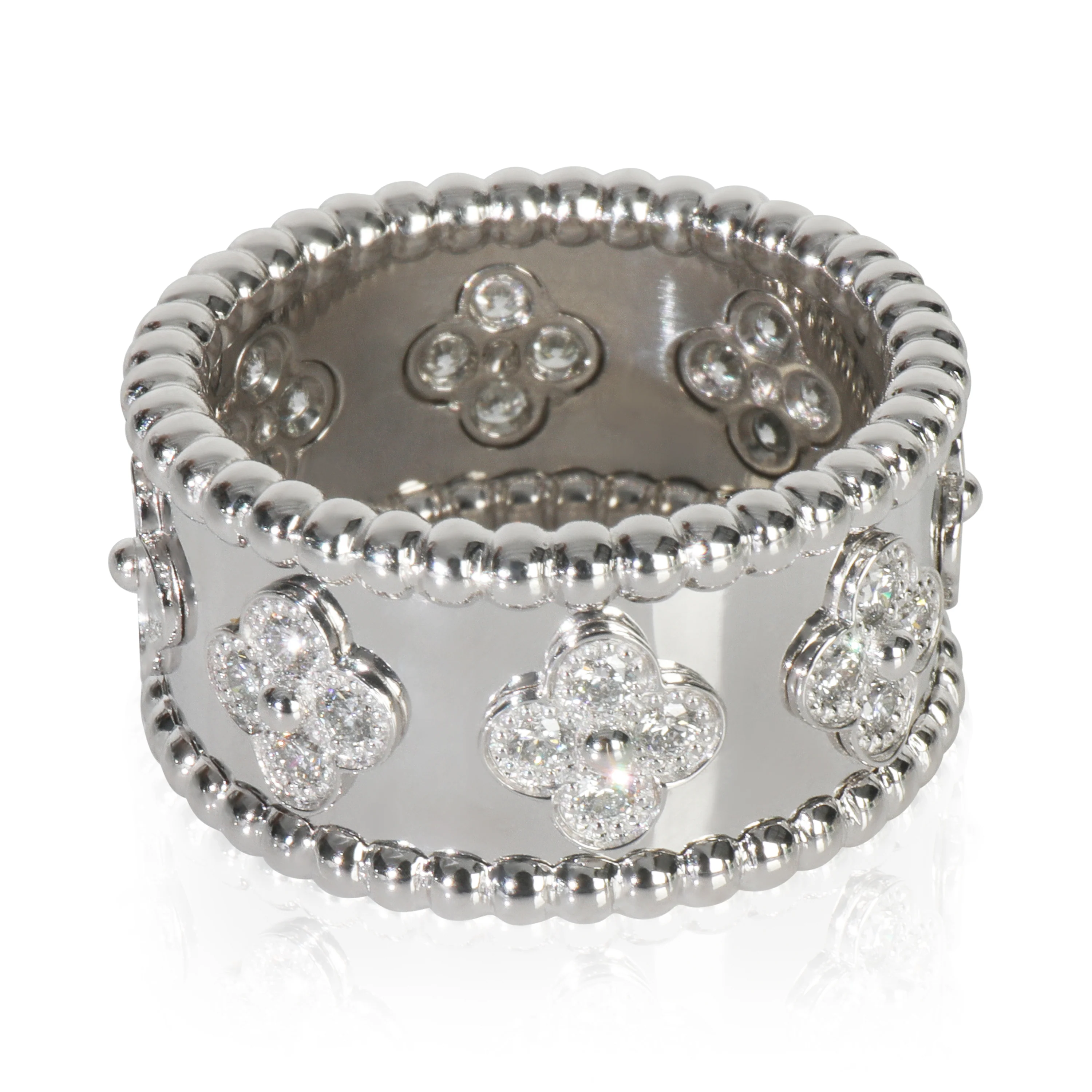 White Gold Diamond Perlee Clovers Ring - Image 2
