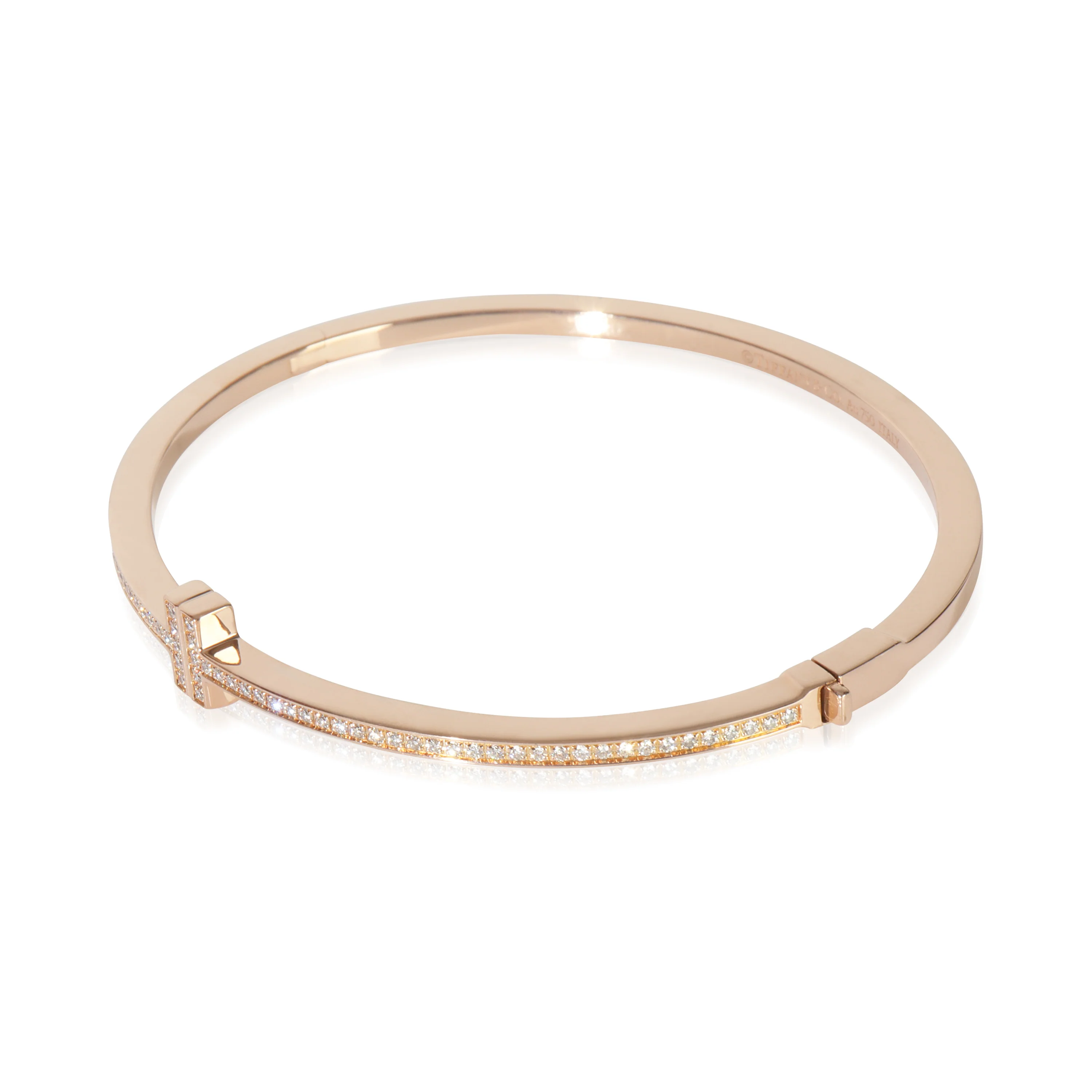 Rose Gold Diamond Tiffany T Hinged Bracelet - Image 2