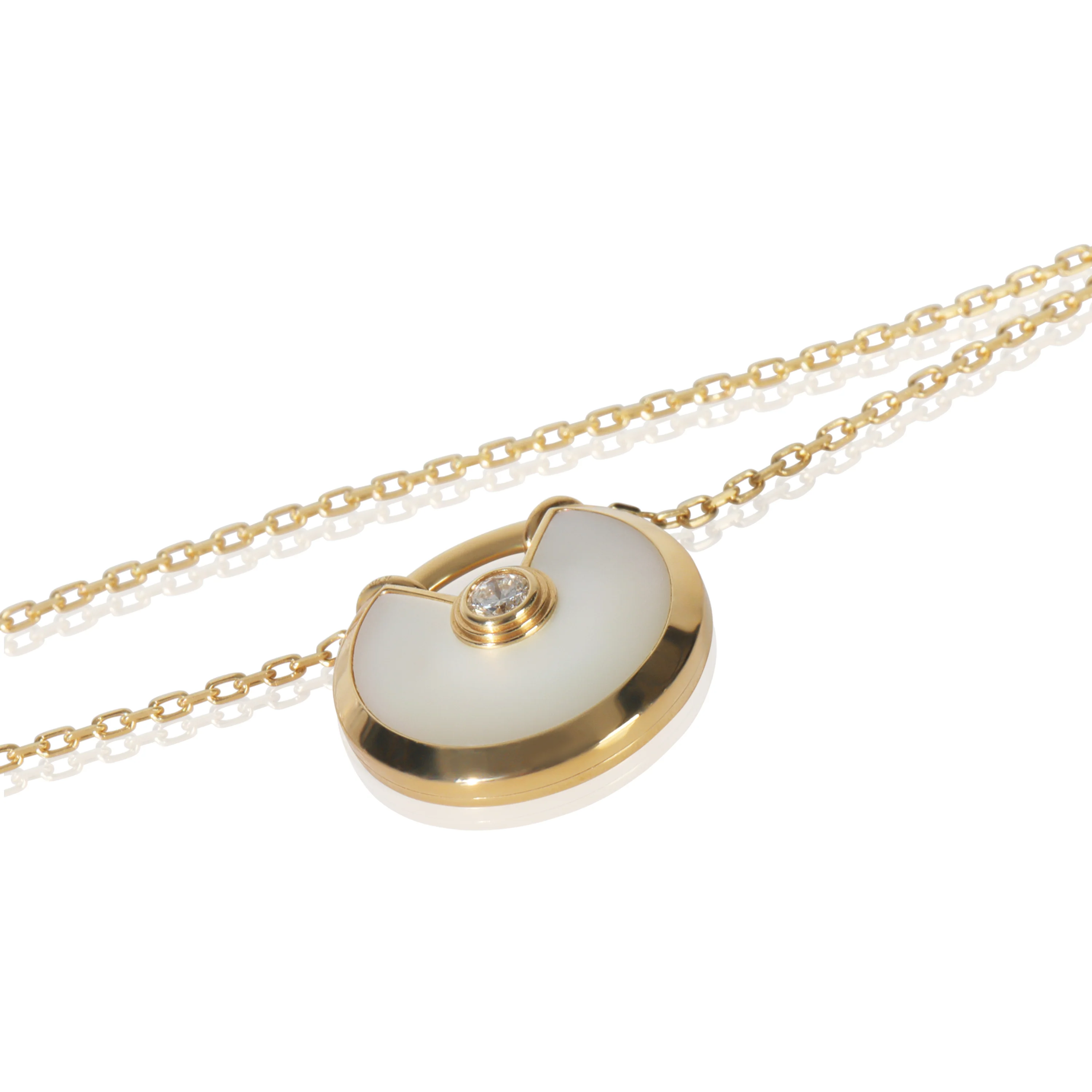Yellow Gold Mother Of Pearl and Diamond Amulette de Cartier Necklace - Image 3