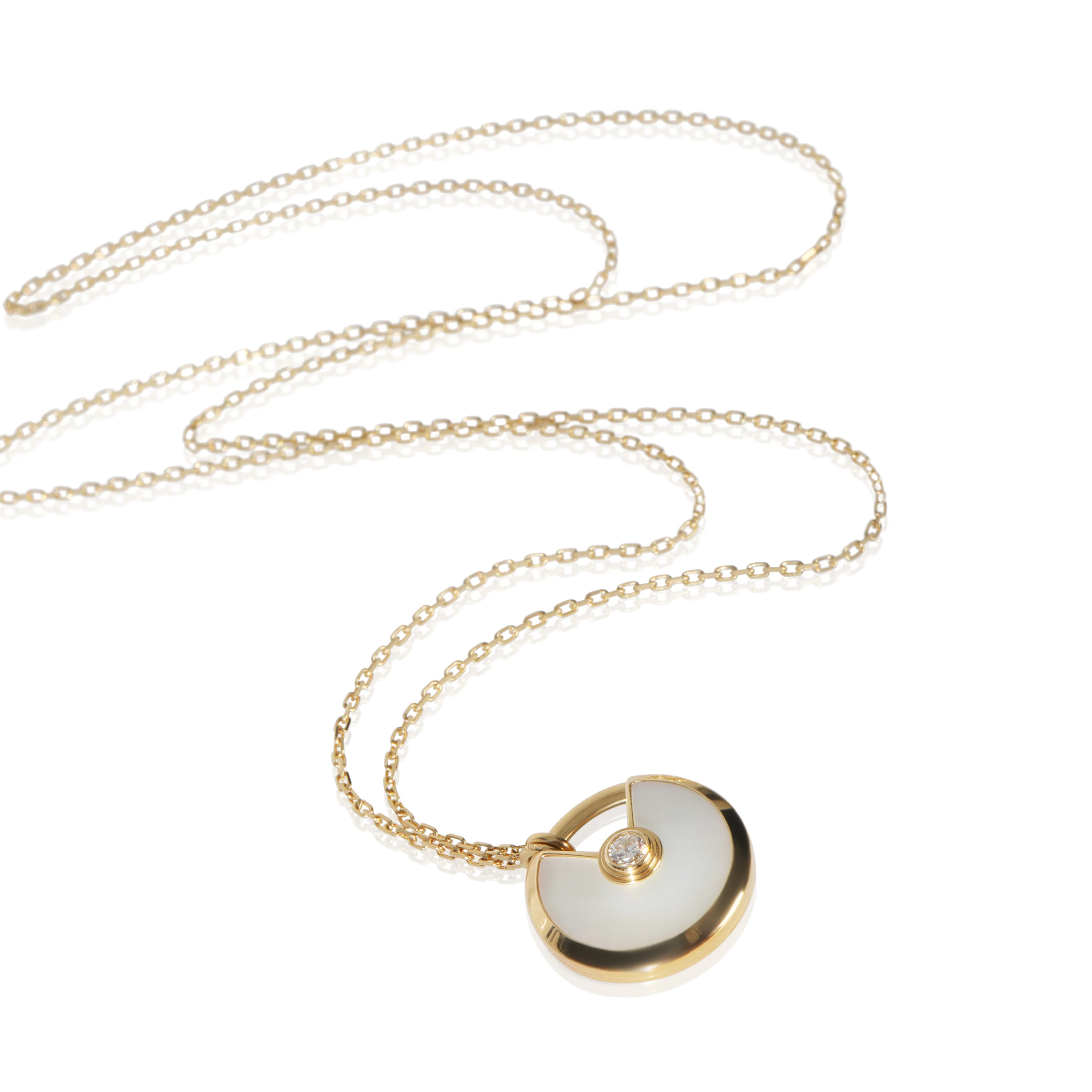 Yellow Gold Mother Of Pearl and Diamond Amulette de Cartier Necklace - Image 4