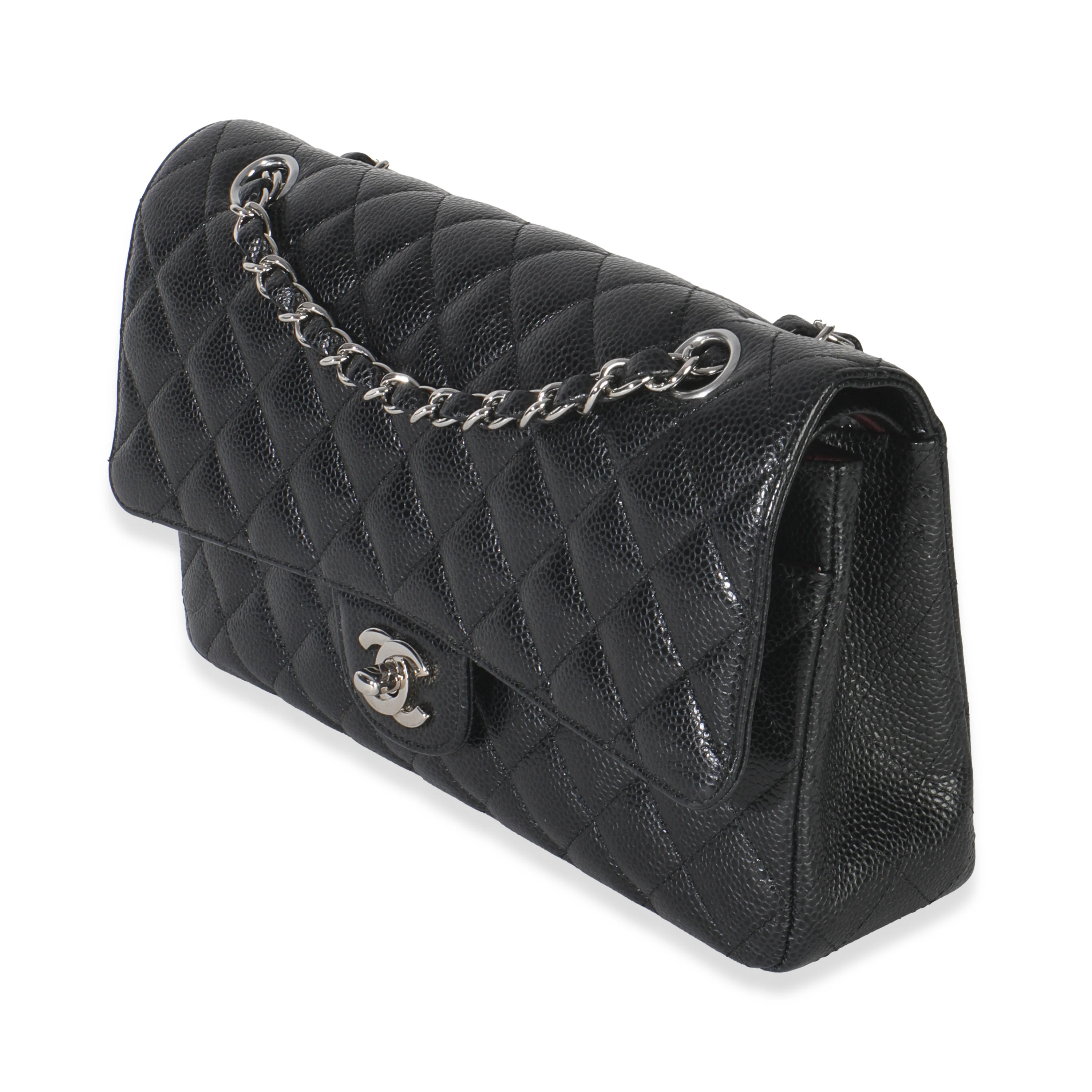 Black Quilted Caviar Medium Classic Double Flap Bag - Image 2