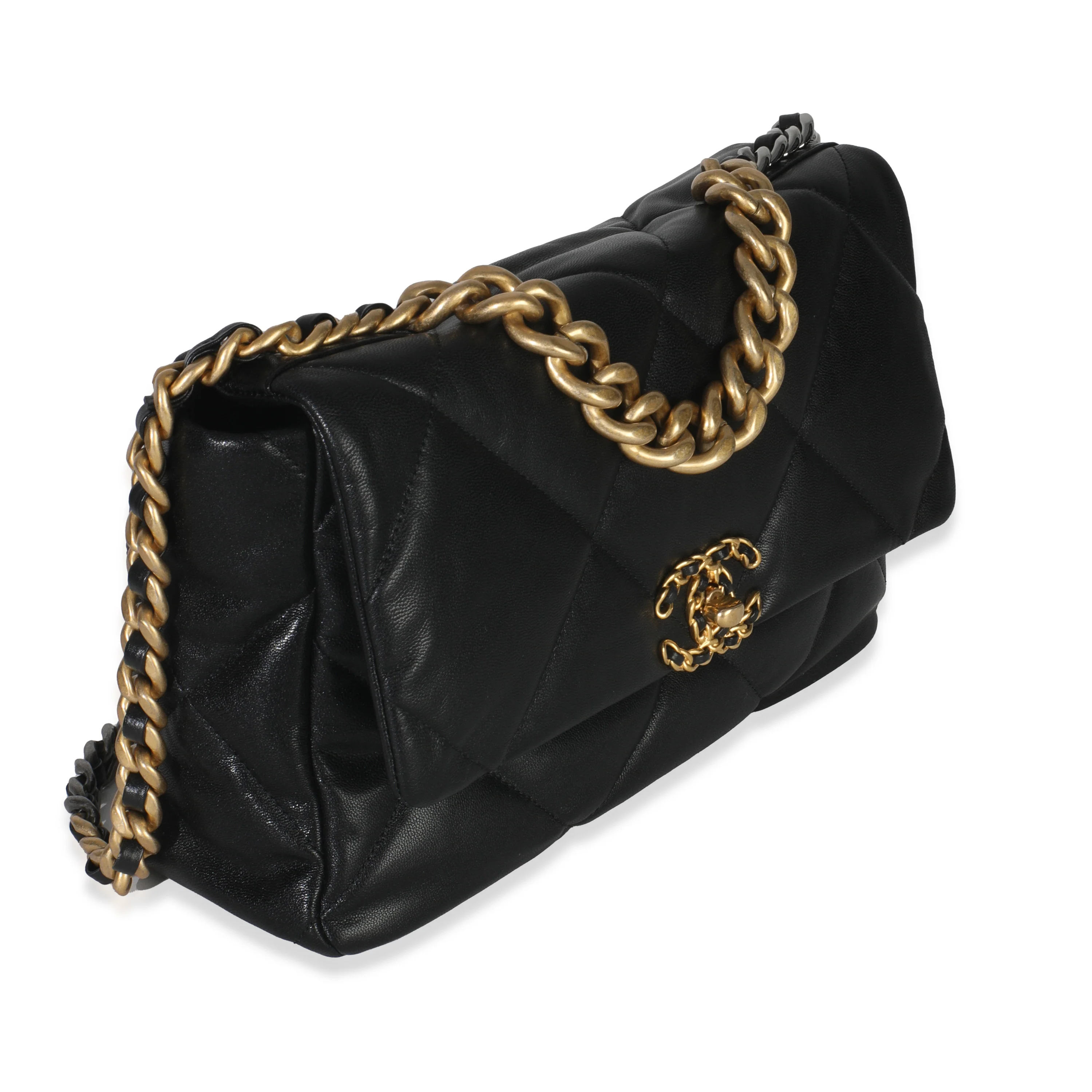 20A Black Quilted Lambskin Large Chanel 19 Flap Bag - Image 3